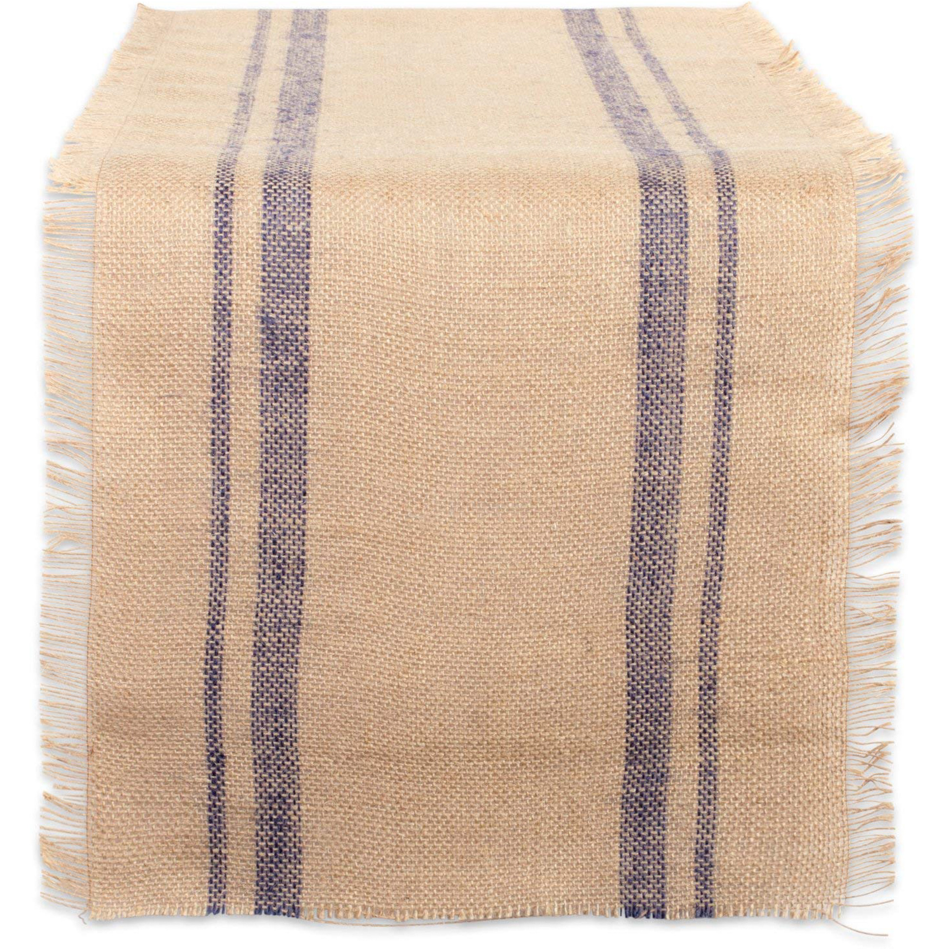 DII French Blue Double Border Burlap Table Runner