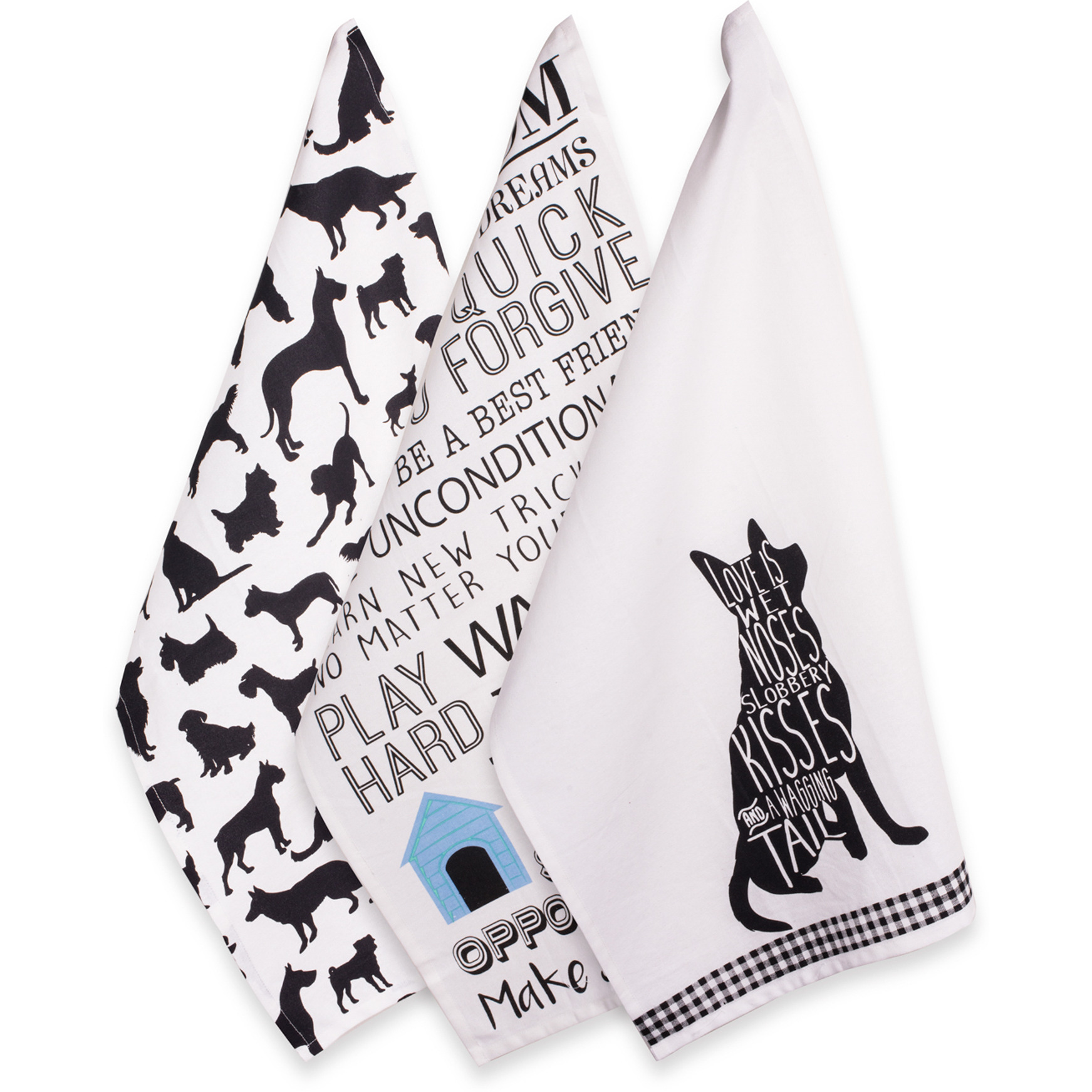 DII Assorted Dog Printed Dishtowel (Set of 3)