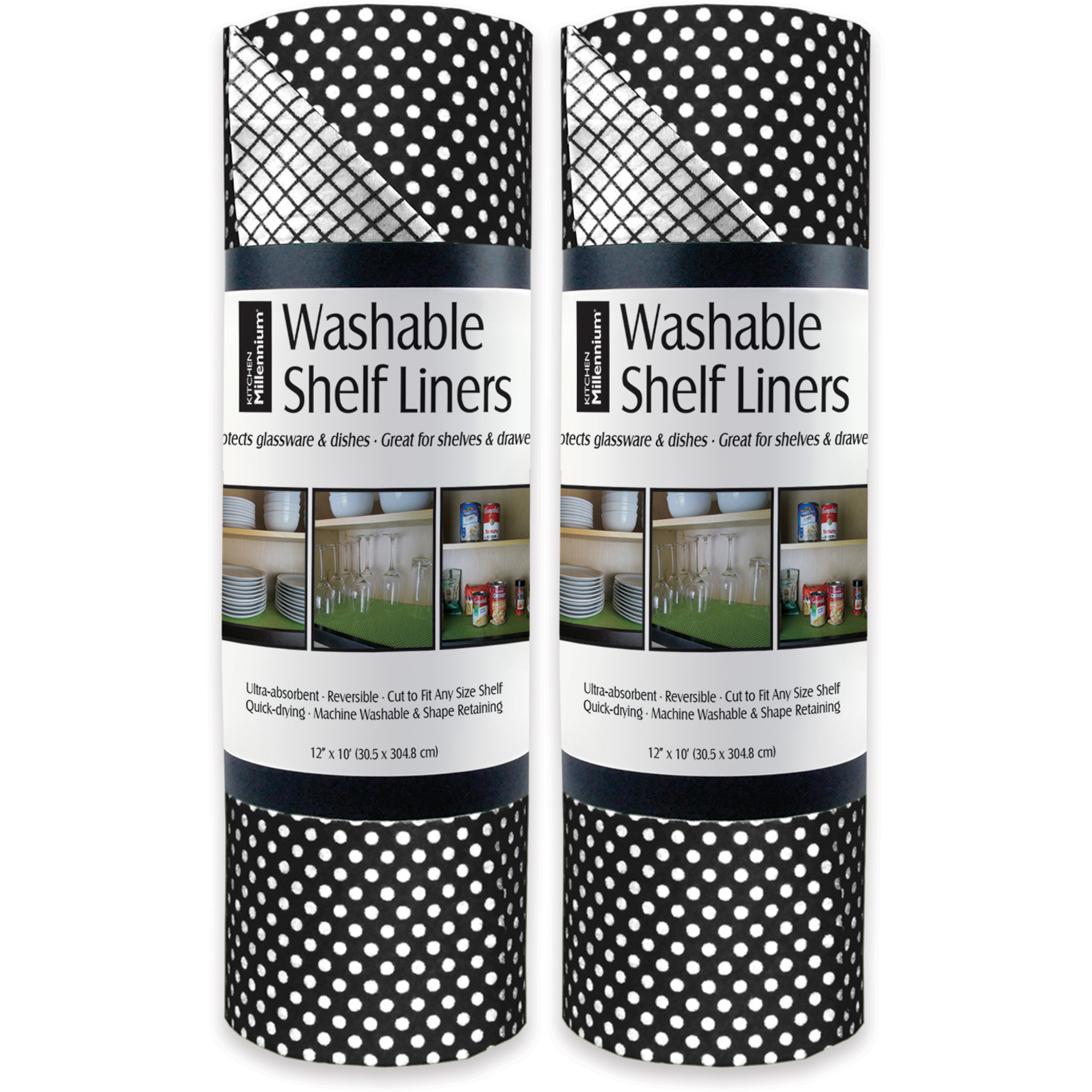 DII Black Dots Shelf Liner (Set of 2)