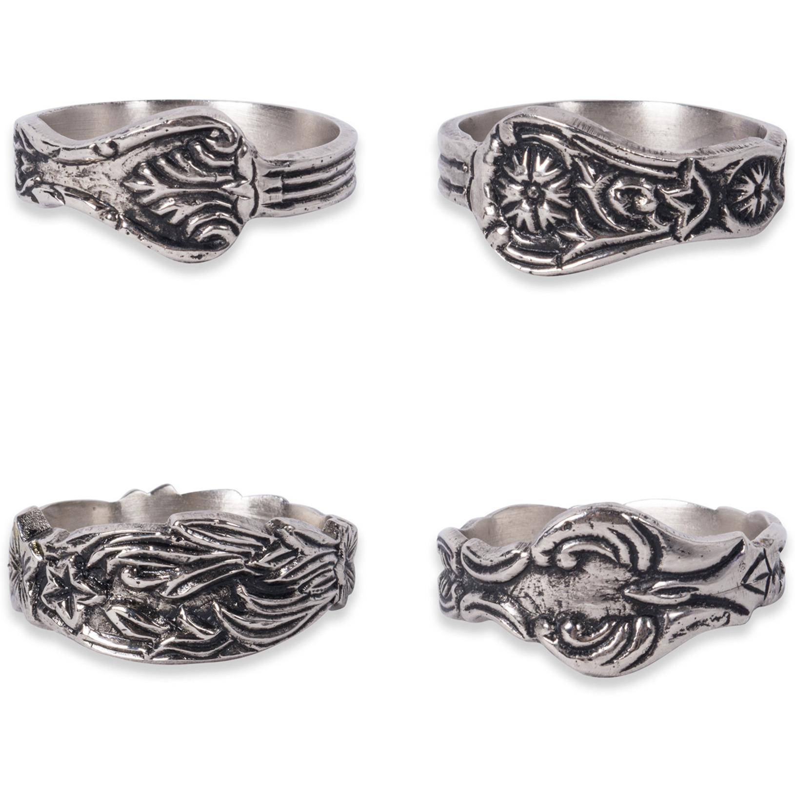 DII Assorted Silver Spoon Napkin Ring (Set of 4)