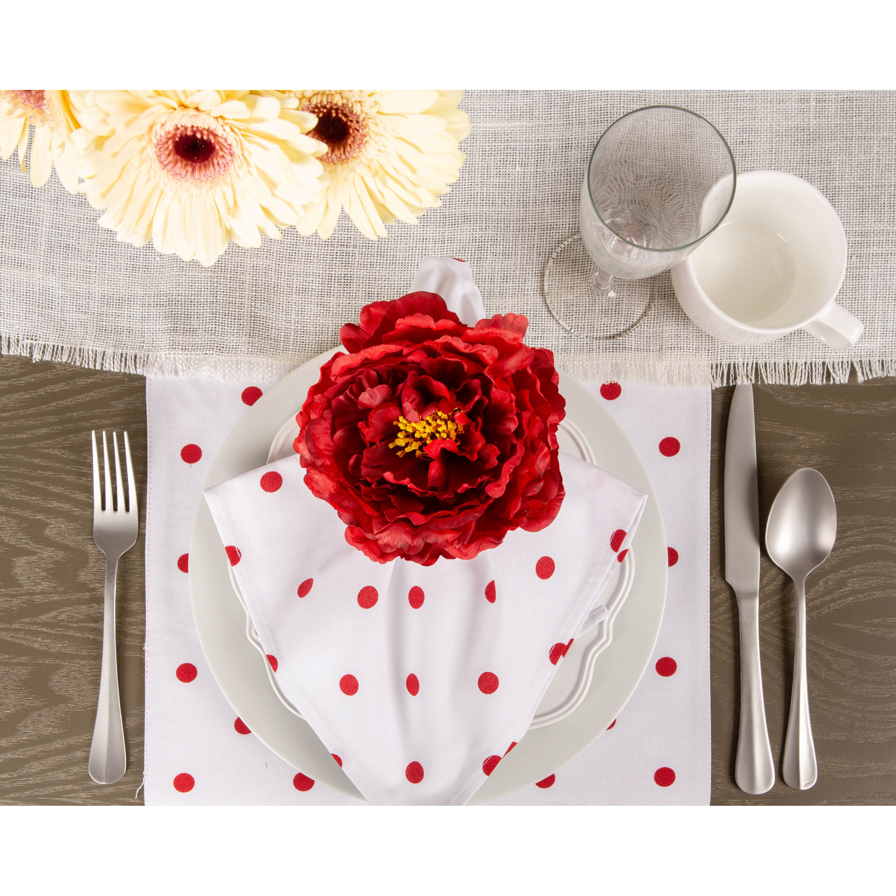 DII Peony Napkin Ring (Set of 4) Deep Red