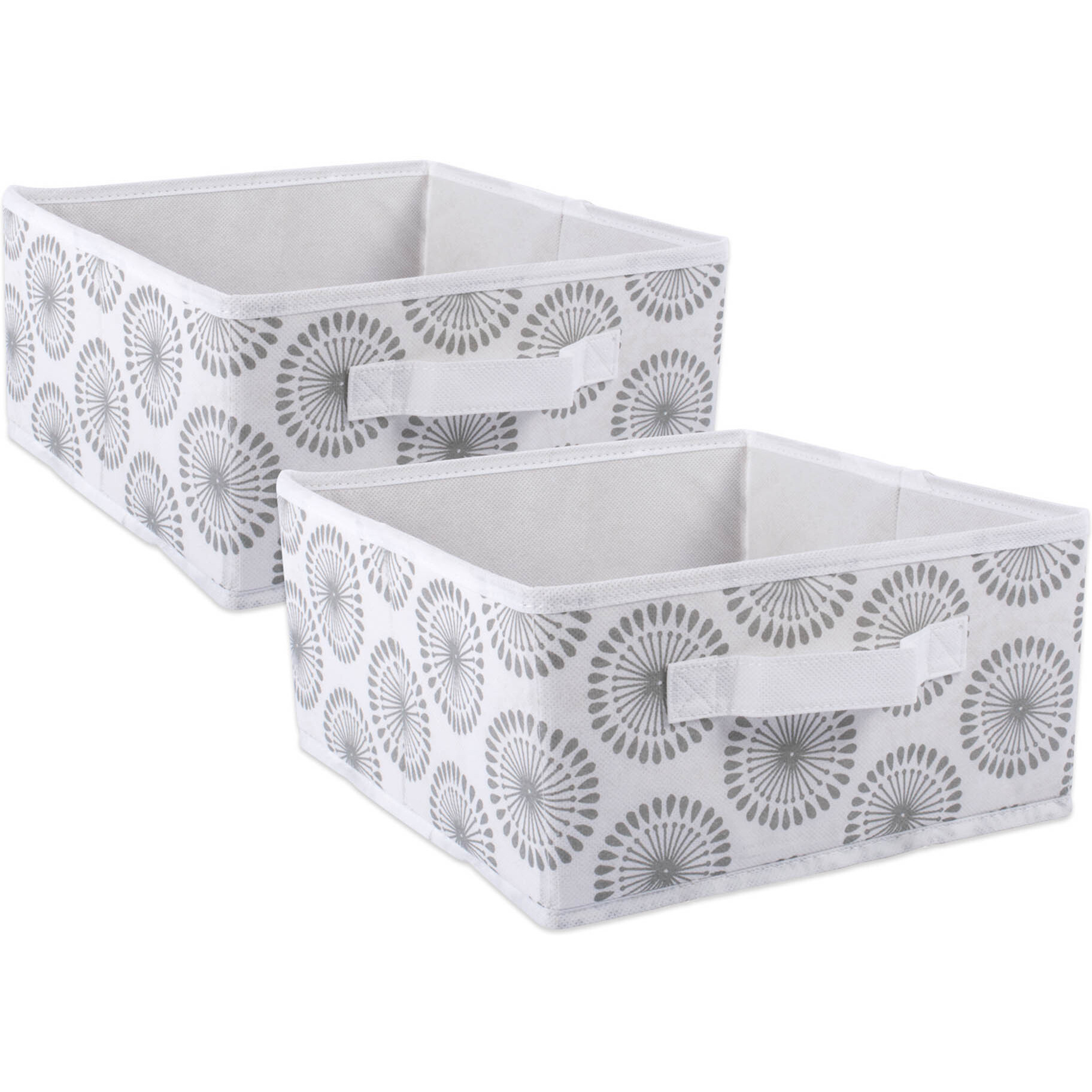 DII Nonwoven Polyester Bin Starburst Gray Square Medium  (Set of 2)