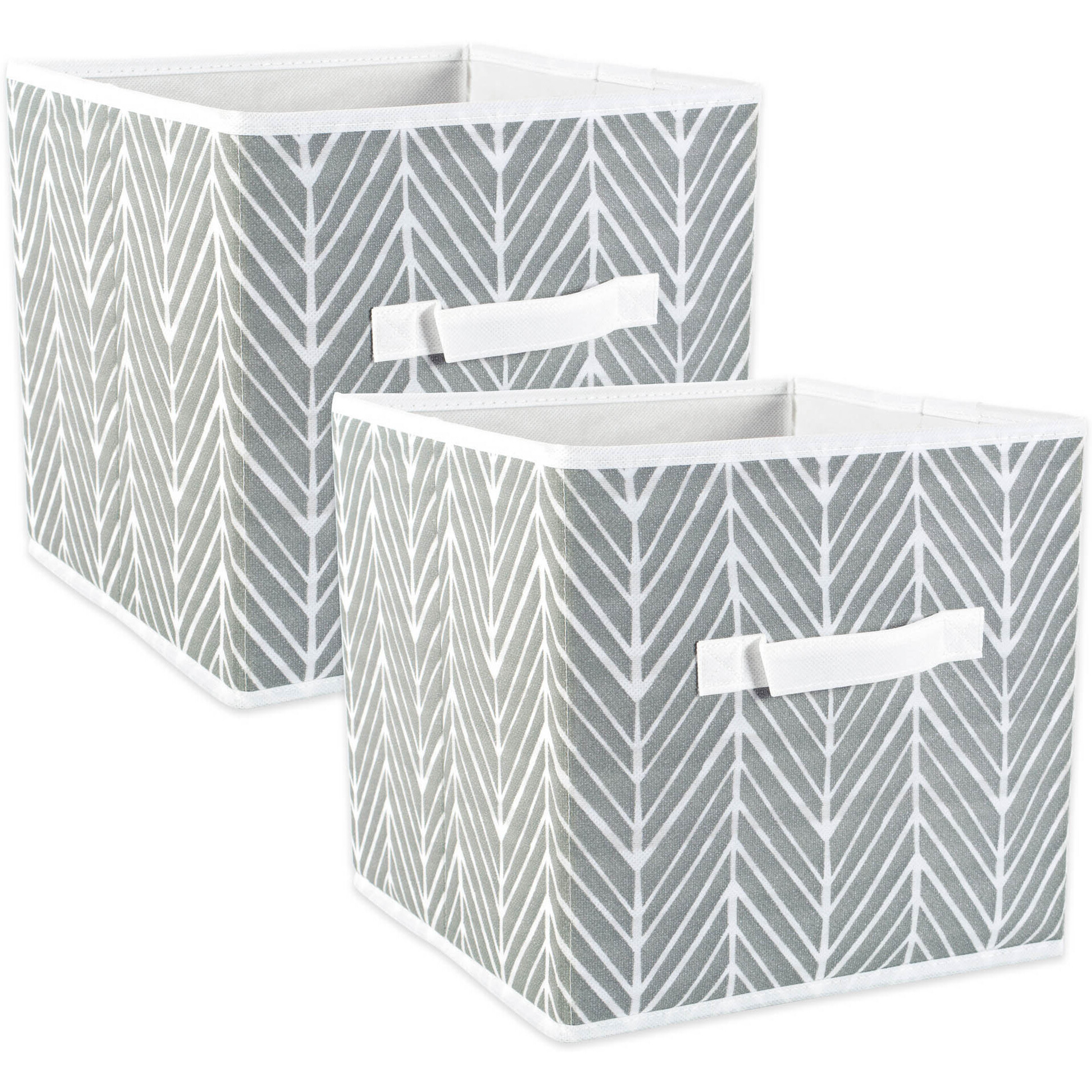 DII Nonwoven Polyester Cube Herringbone Gray Square  (Set of 2)