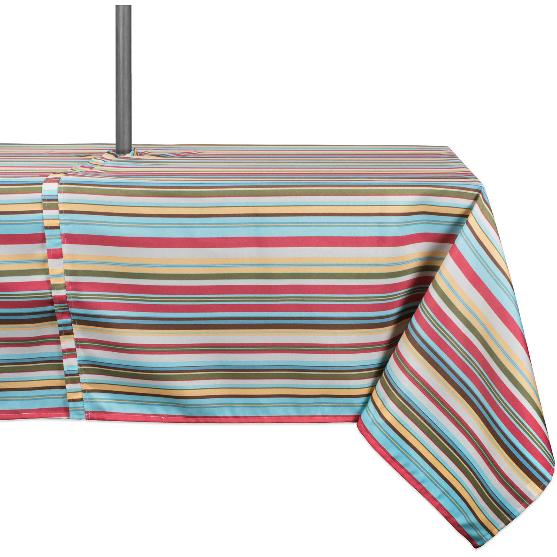 DII Summer Stripe Outdoor Tablecloth With Zipper