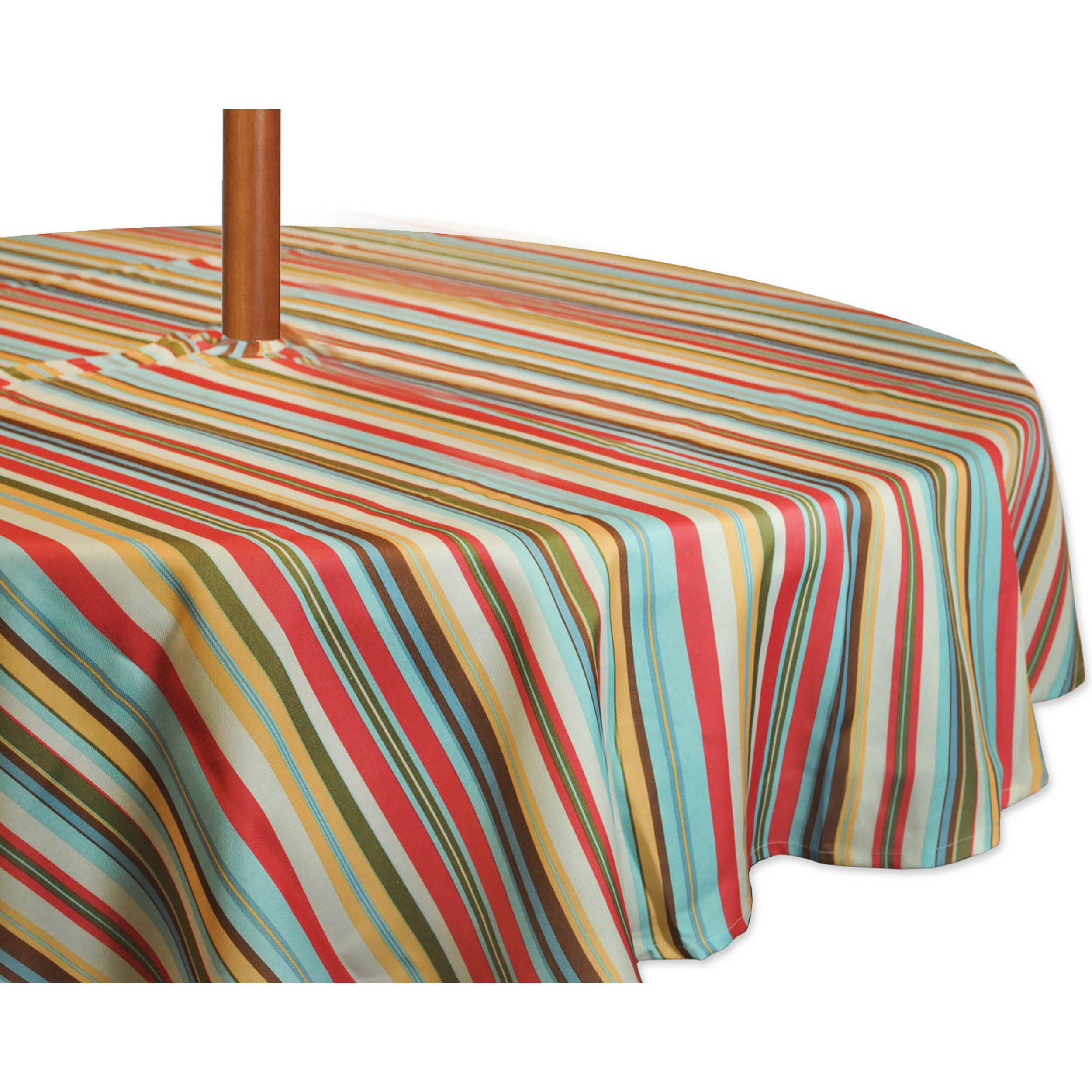 DII Summer Stripe Outdoor Tablecloth With Zipper 60 Round