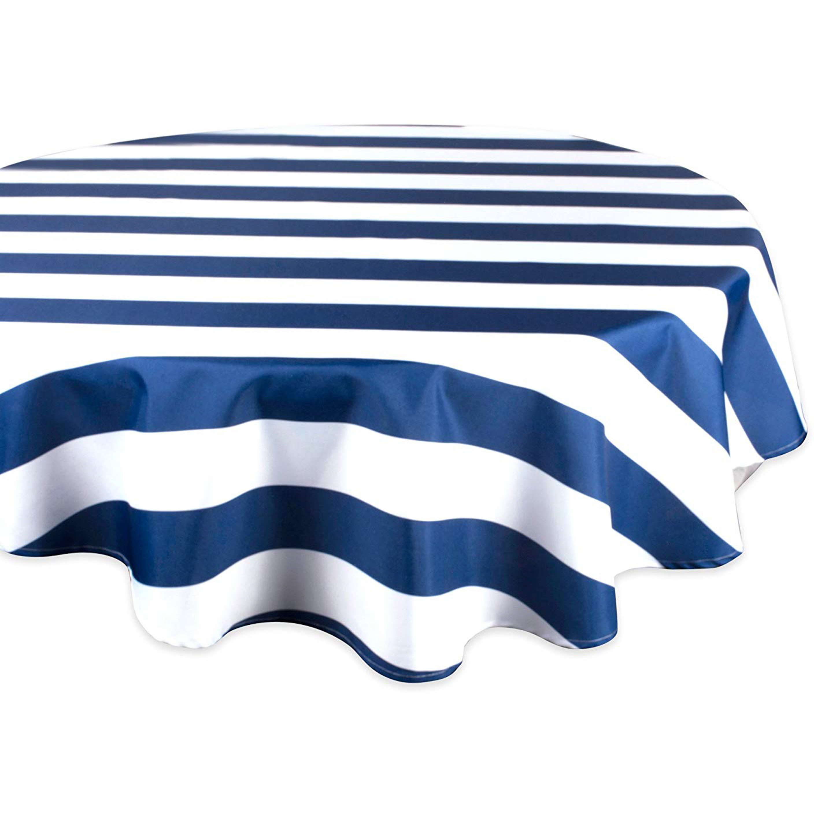DII Nautical Blue Cabana Stripe Outdoor Tablecloth 60 Round