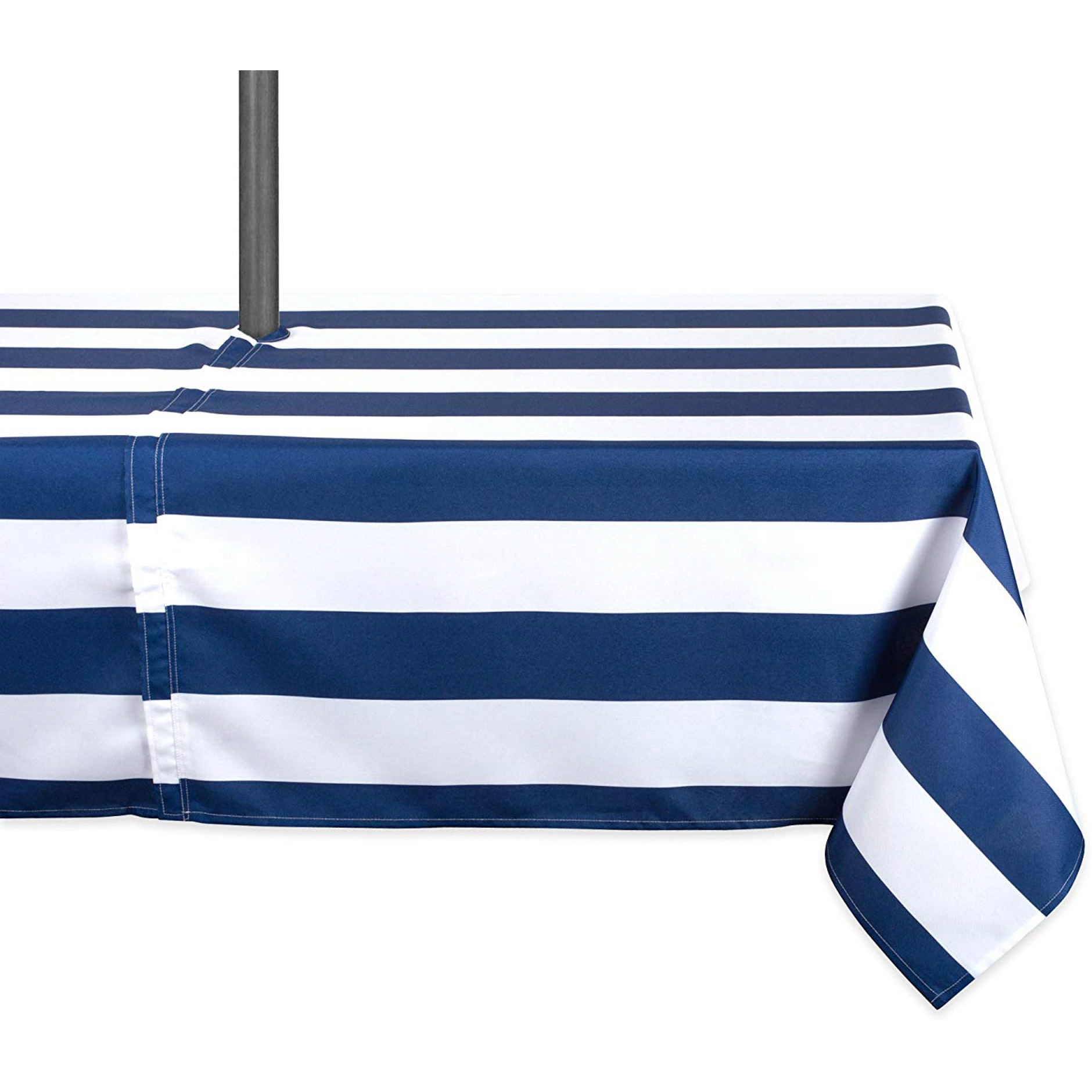 DII Nautical Blue Cabana Stripe Outdoor Tablecloth With Zipper