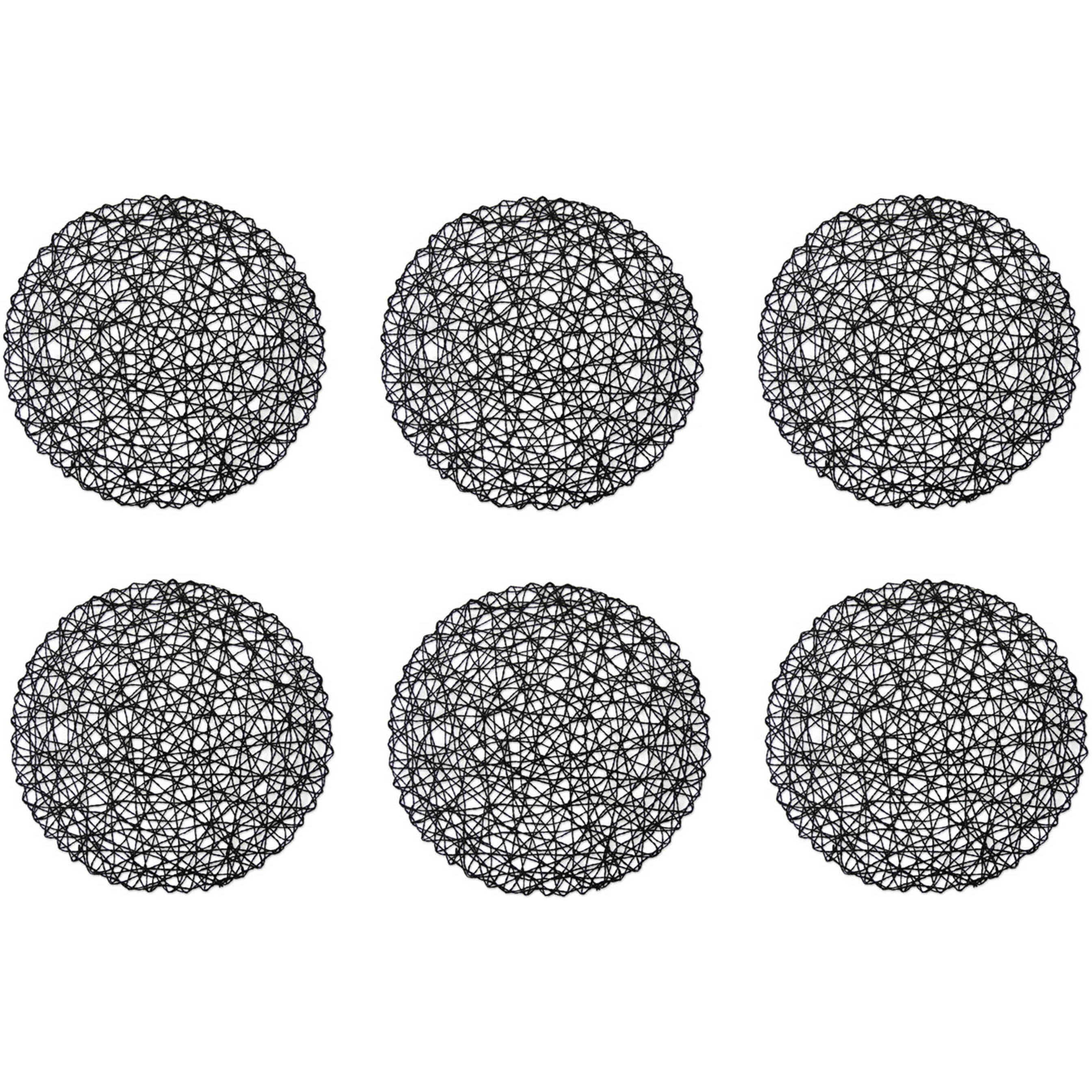 DII Black Woven Paper Round Placemat (Set of 6)