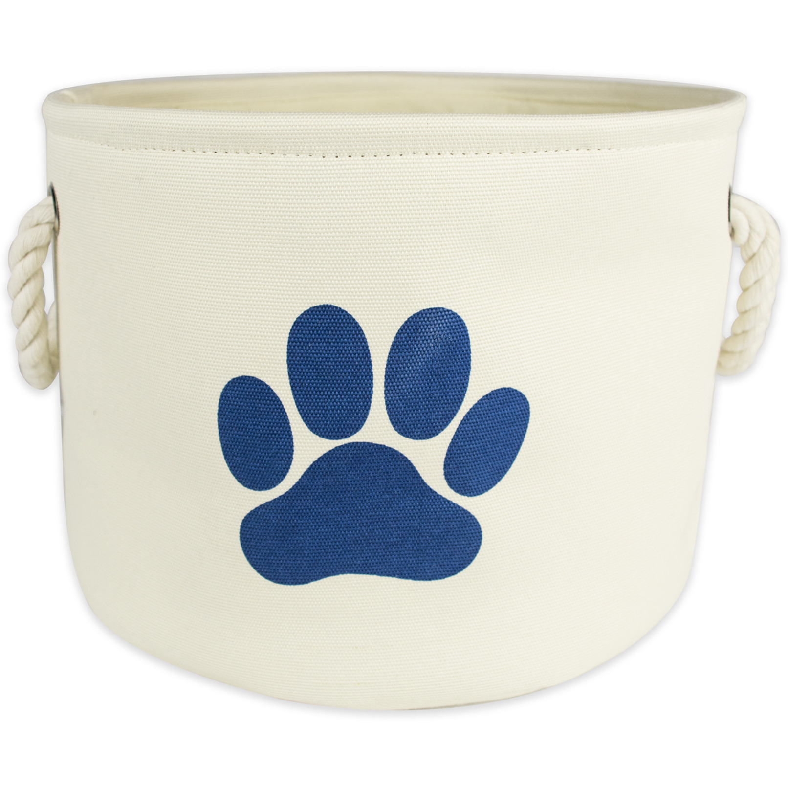 DII Polyester Pet Bin Paw Off White Round Small
