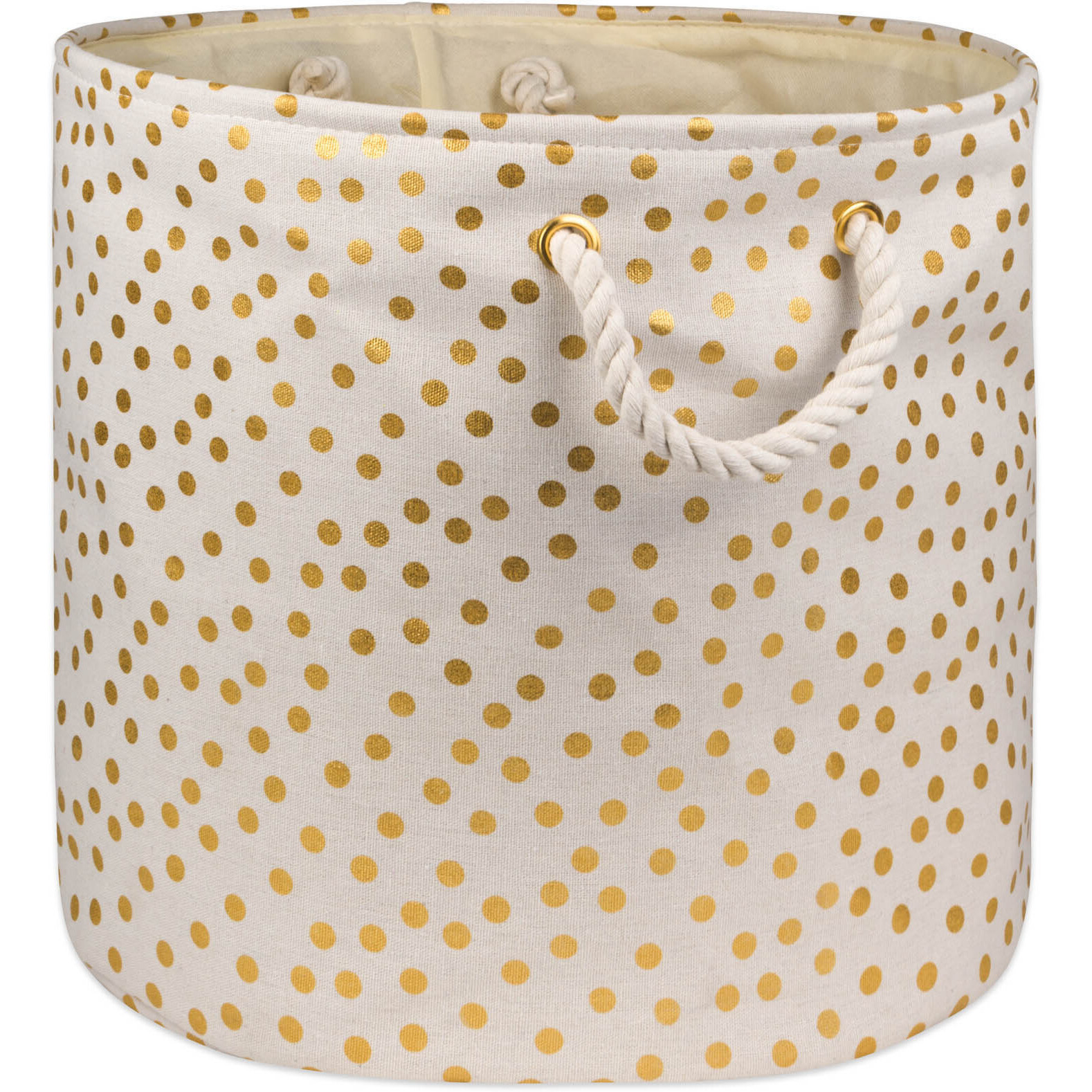 DII Polyester Bin Dots Gold Round Large