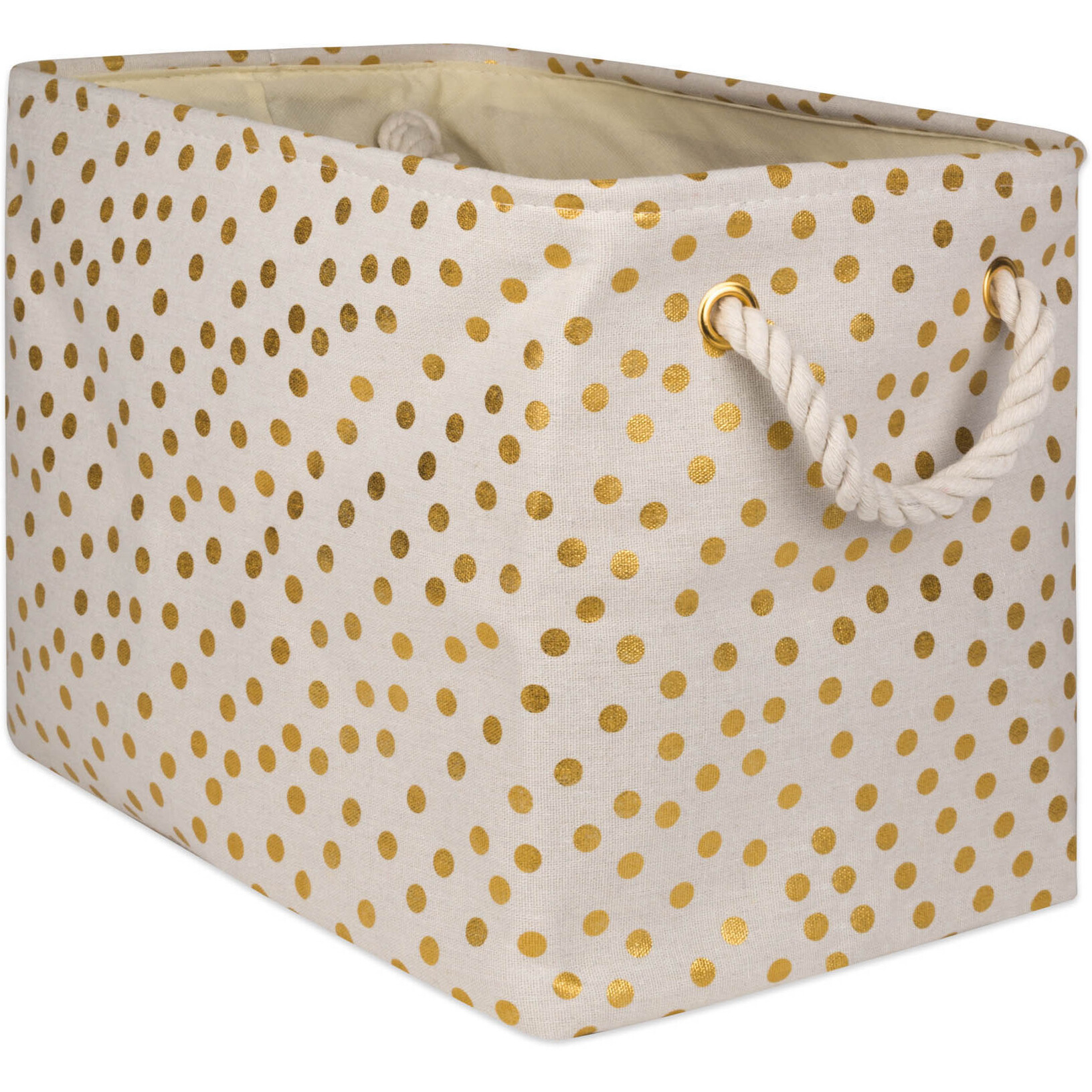 DII Polyester Bin Dots Gold Rectangle Medium