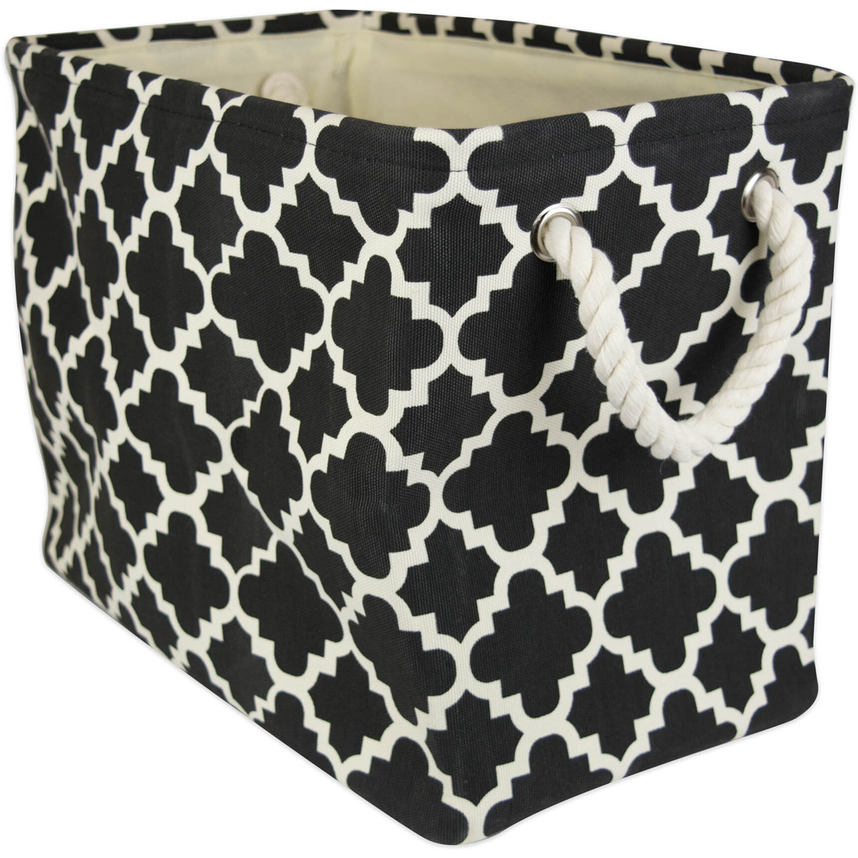 DII Polyester Bin Lattice Black Rectangle Medium
