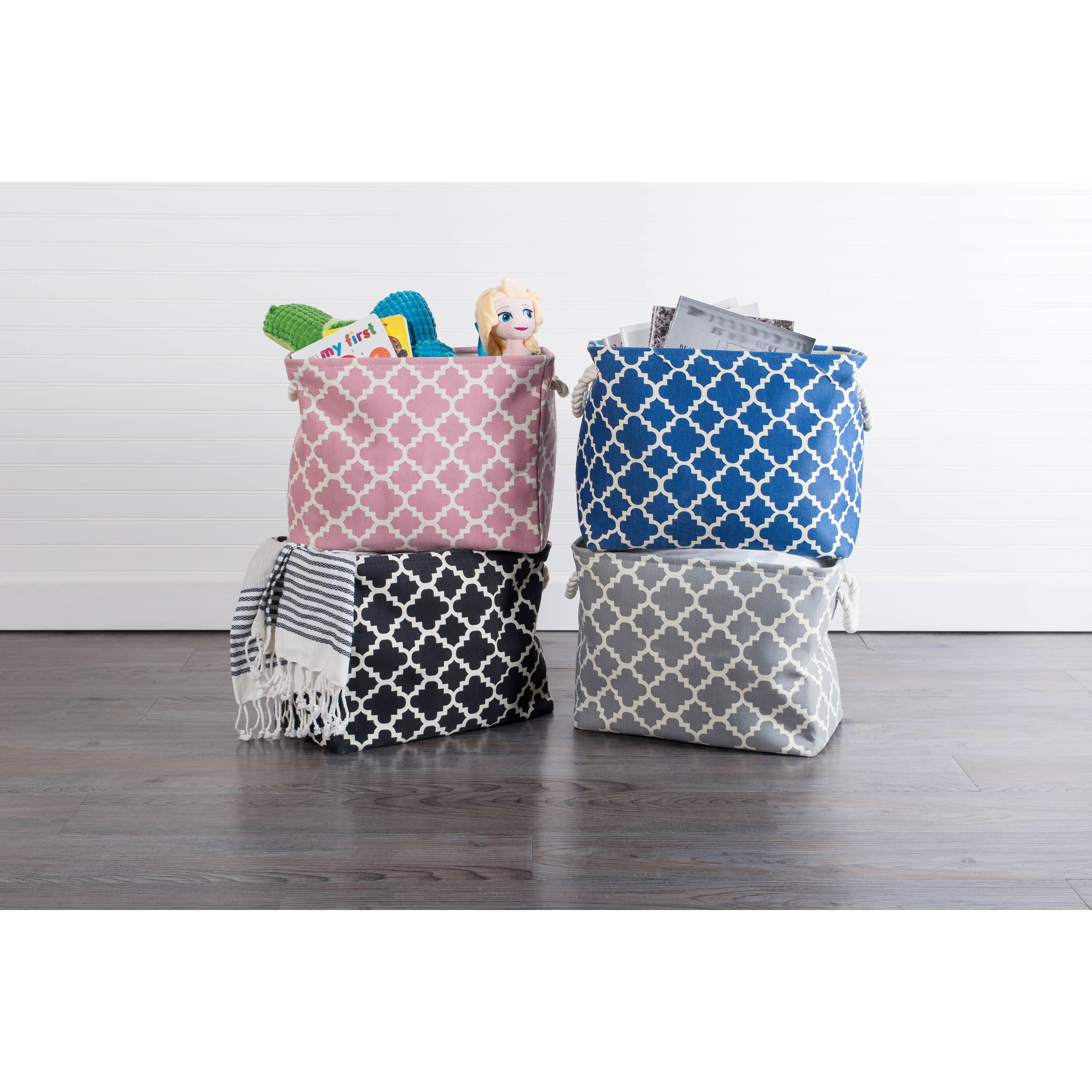 DII Polyester Bin Lattice Black Rectangle Medium