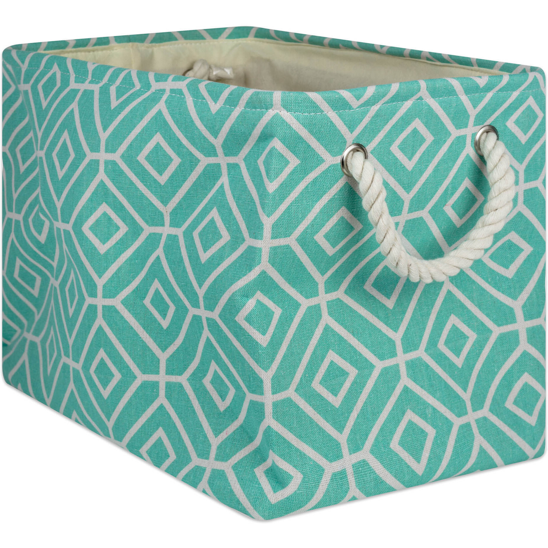 DII Polyester Bin Stained Glass Aqua Rectangle Large
