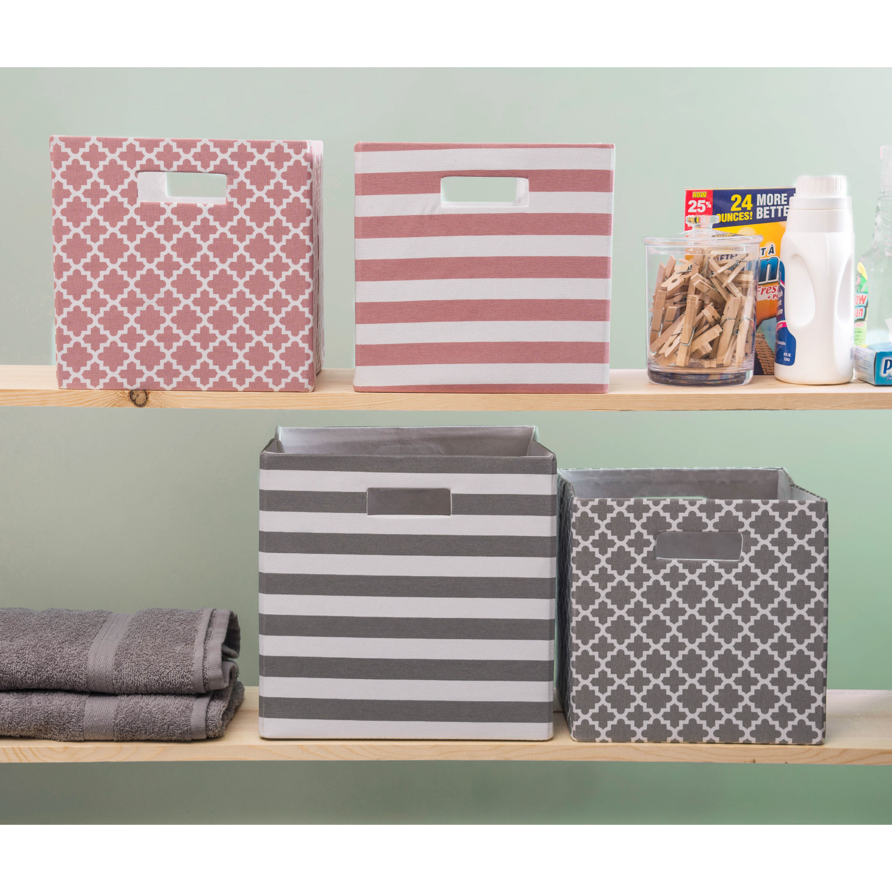 DII Polyester Cube Stripe Gray Square