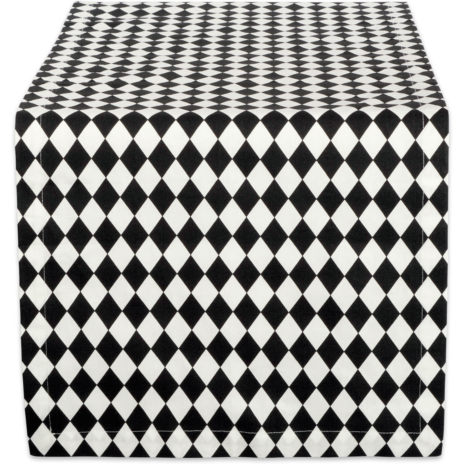 DII Black And Cream Harlequin Print Table Runner