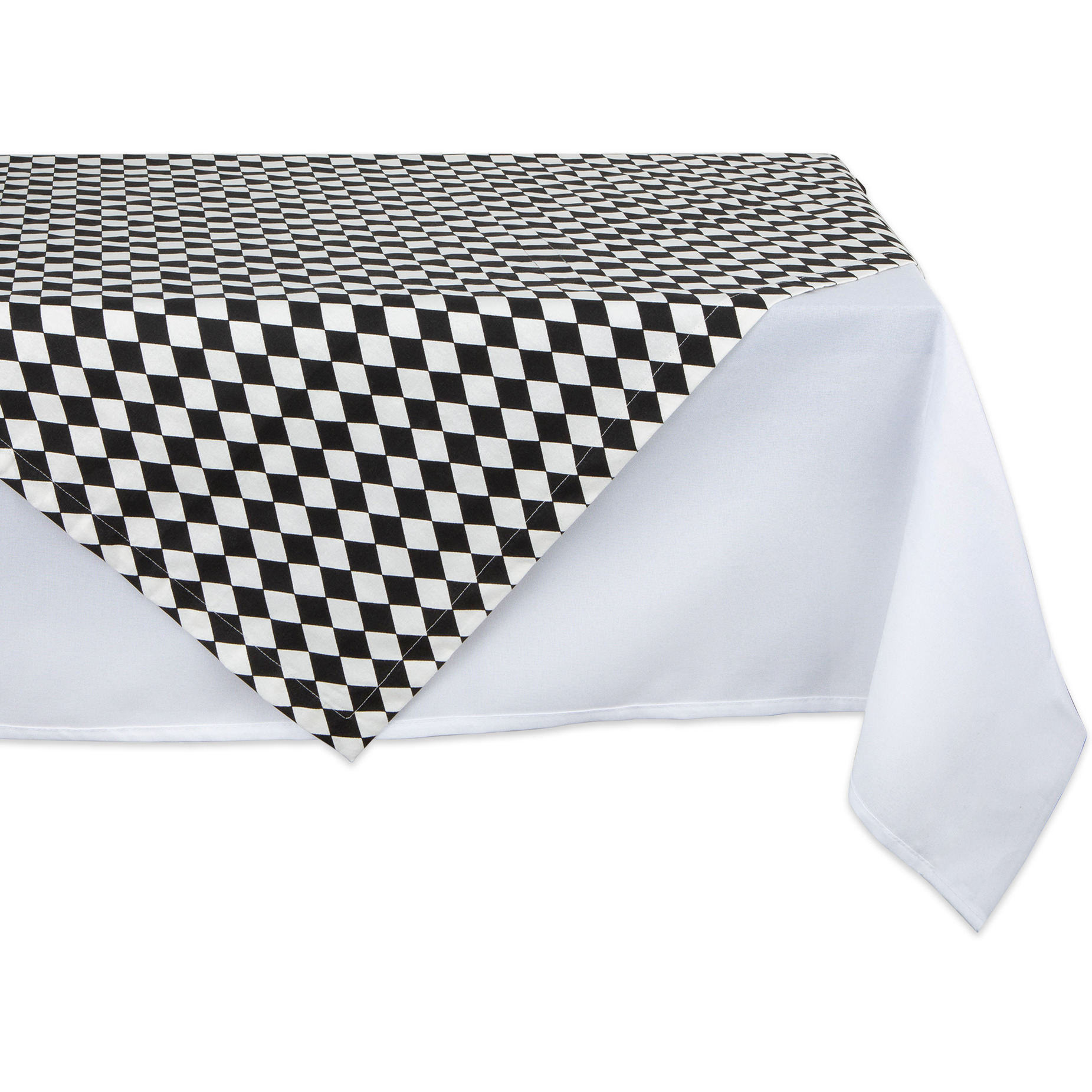 DII Black And Cream Harlequin Print Table Topper