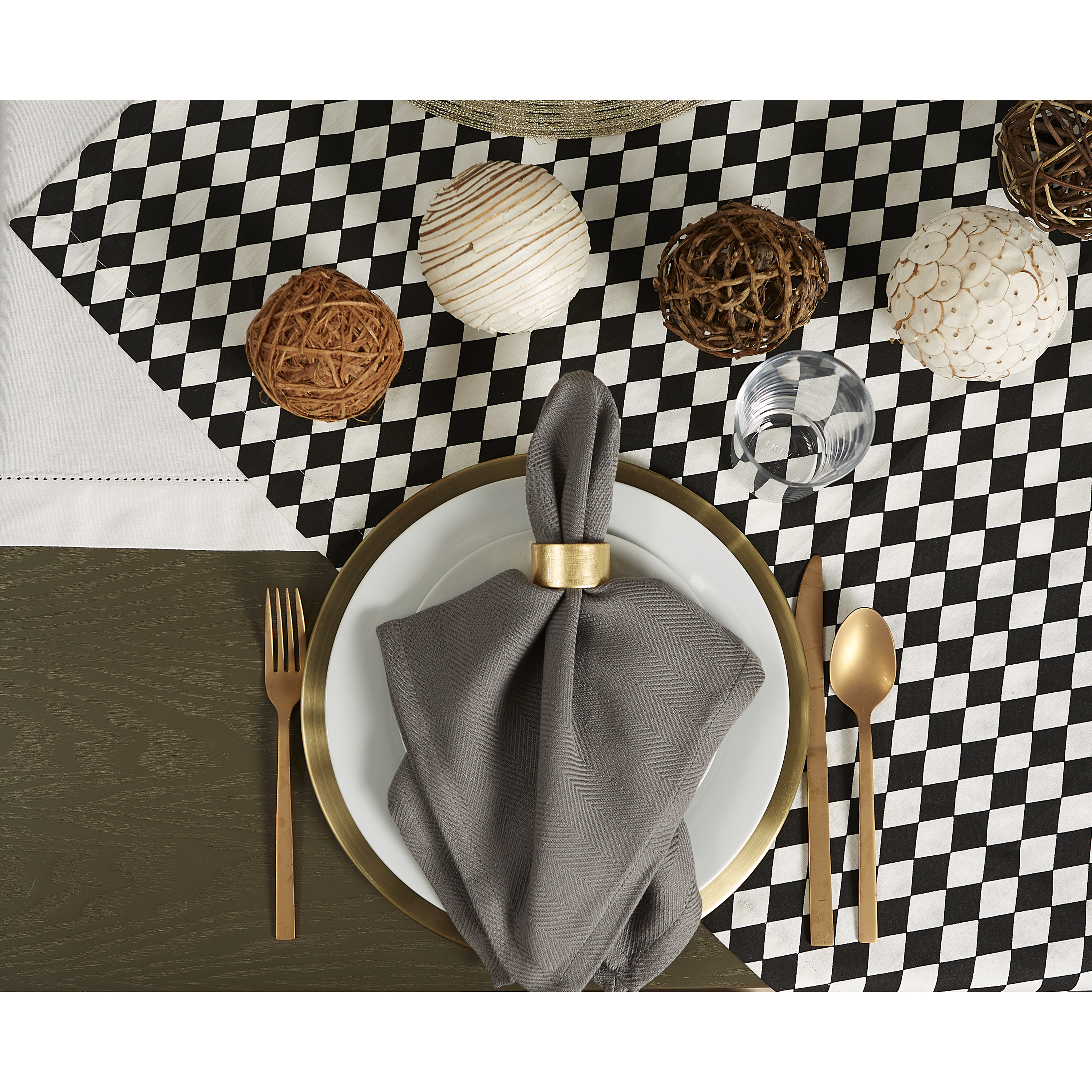 DII Black And Cream Harlequin Print Table Topper