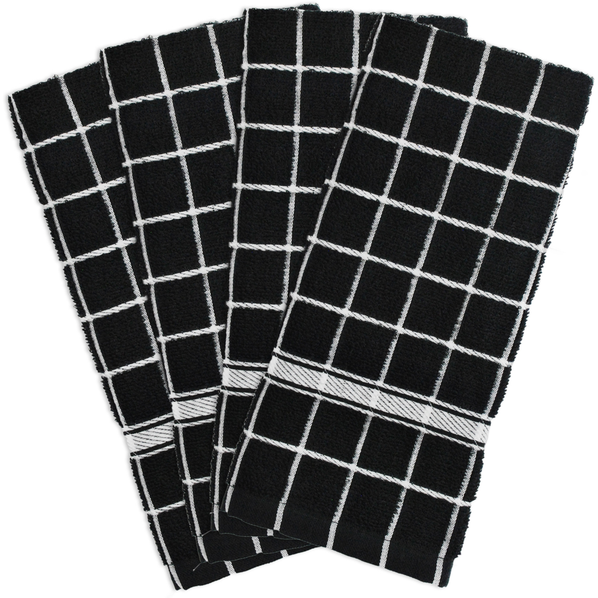 DII Black Solid Windowpane Terry Dishtowel (Set of 4)