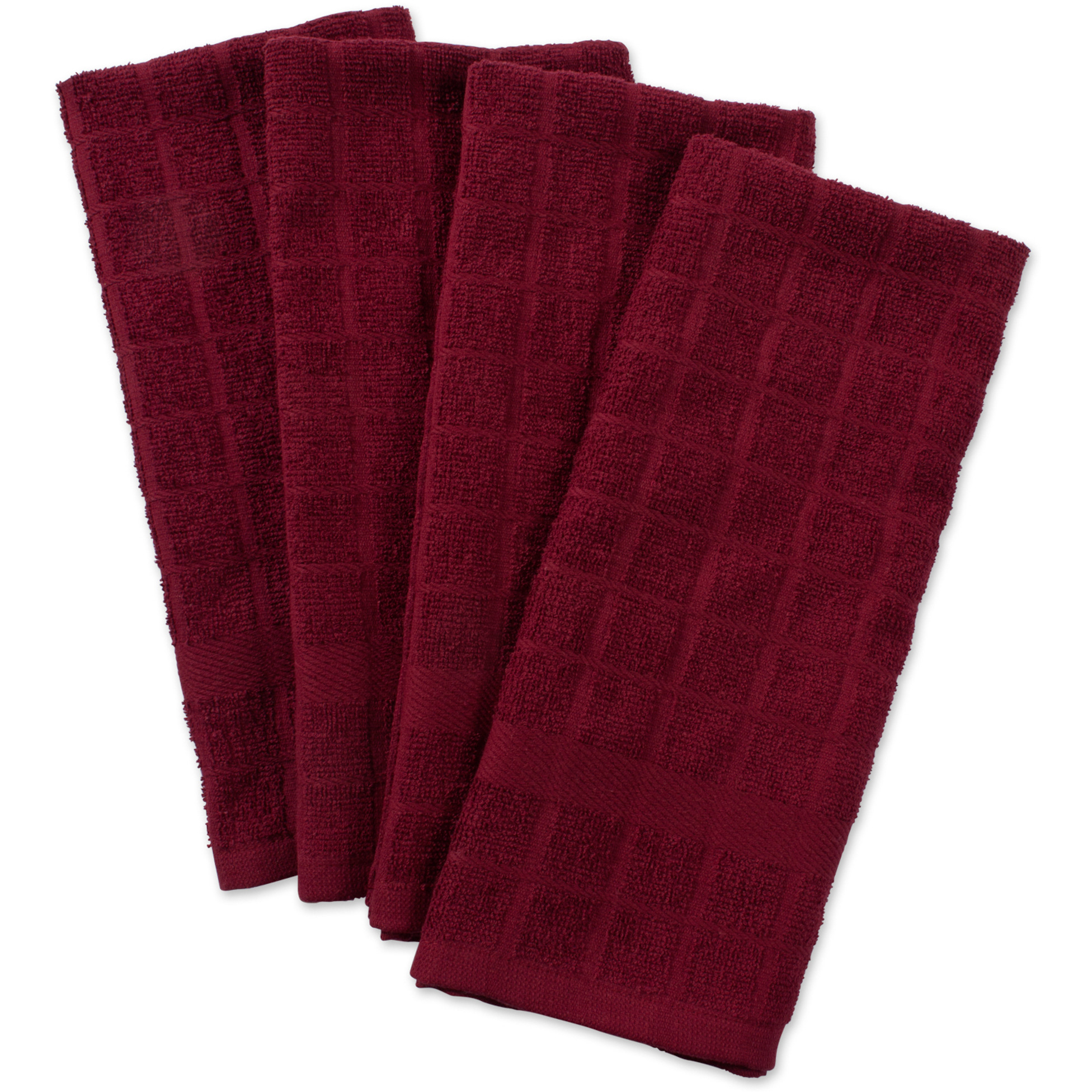 DII Solid Wine Windowpane Terry Dishtowel (Set of 4)