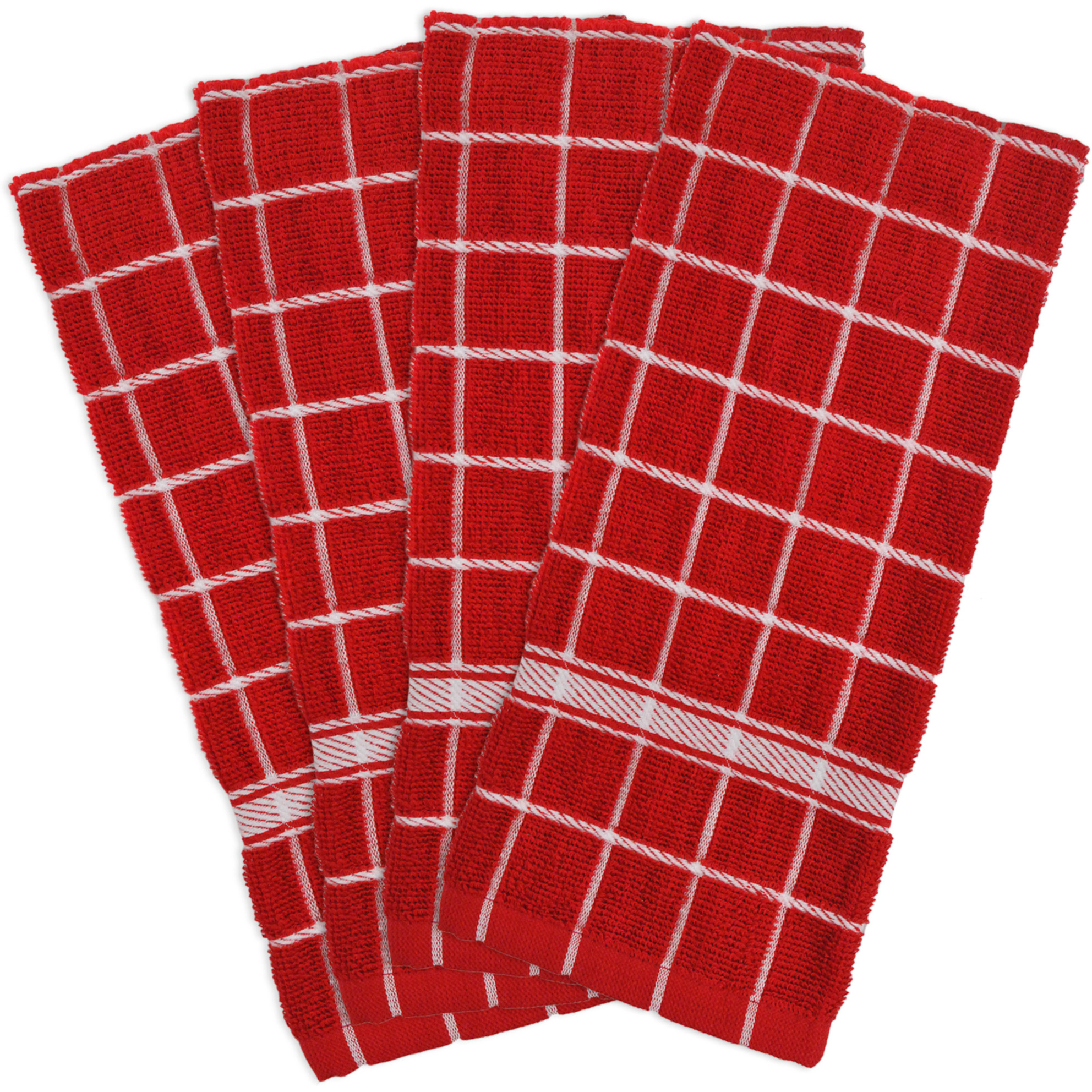 DII Red Solid Windowpane Terry Dishtowel (Set of 4)