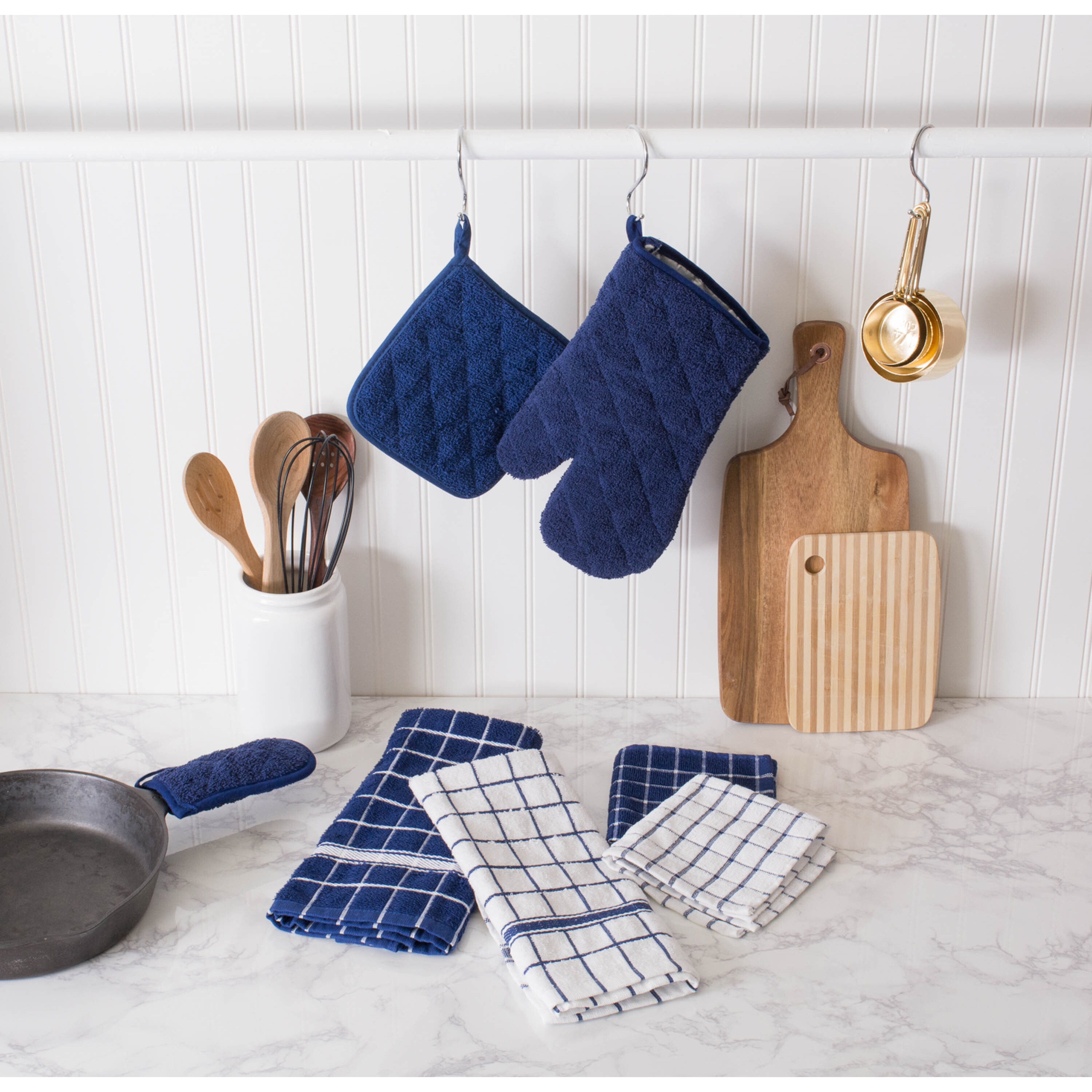 DII Nautical Blue Terry Oven Mitt (Set of 2)