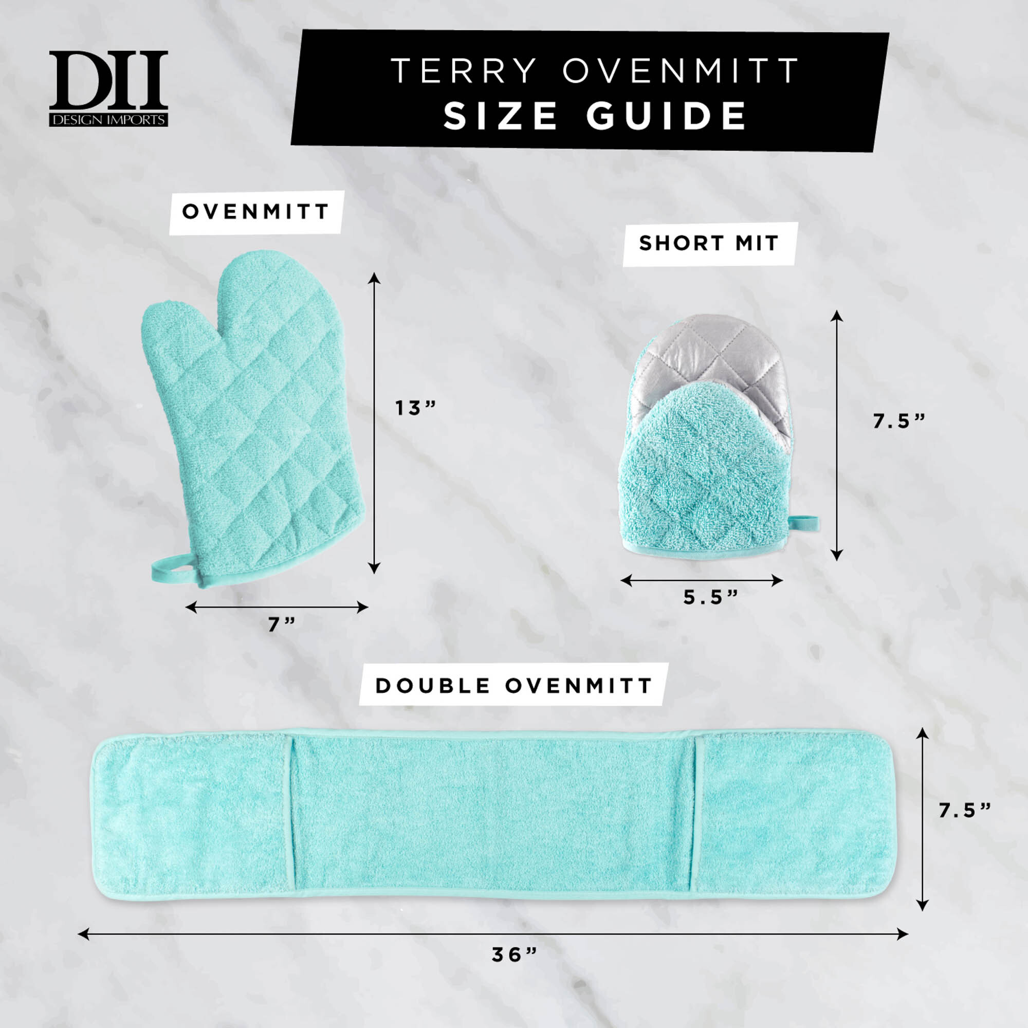 DII Dark Green Terry Oven Mitt (Set of 2)