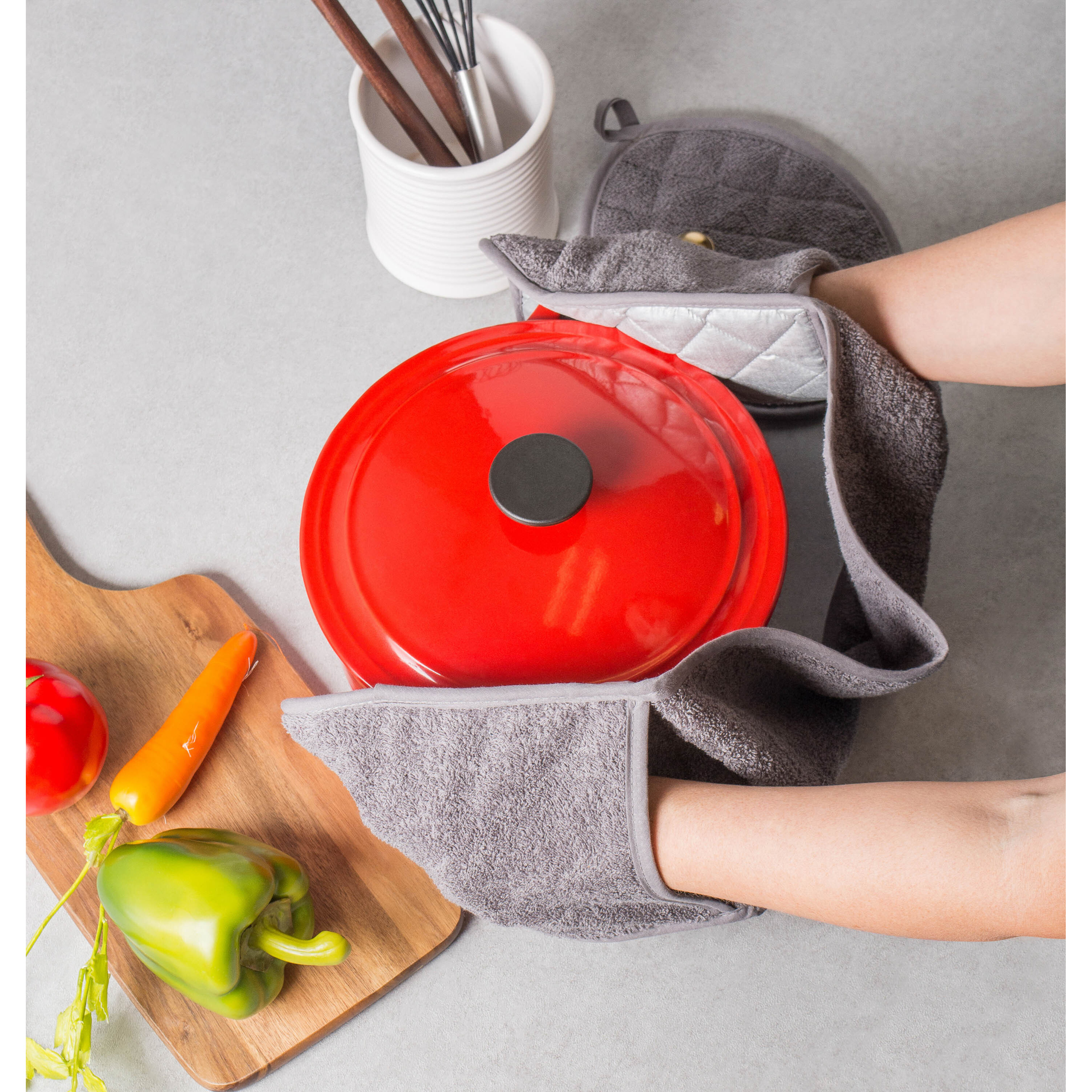 DII Gray Terry Double Oven Mitt