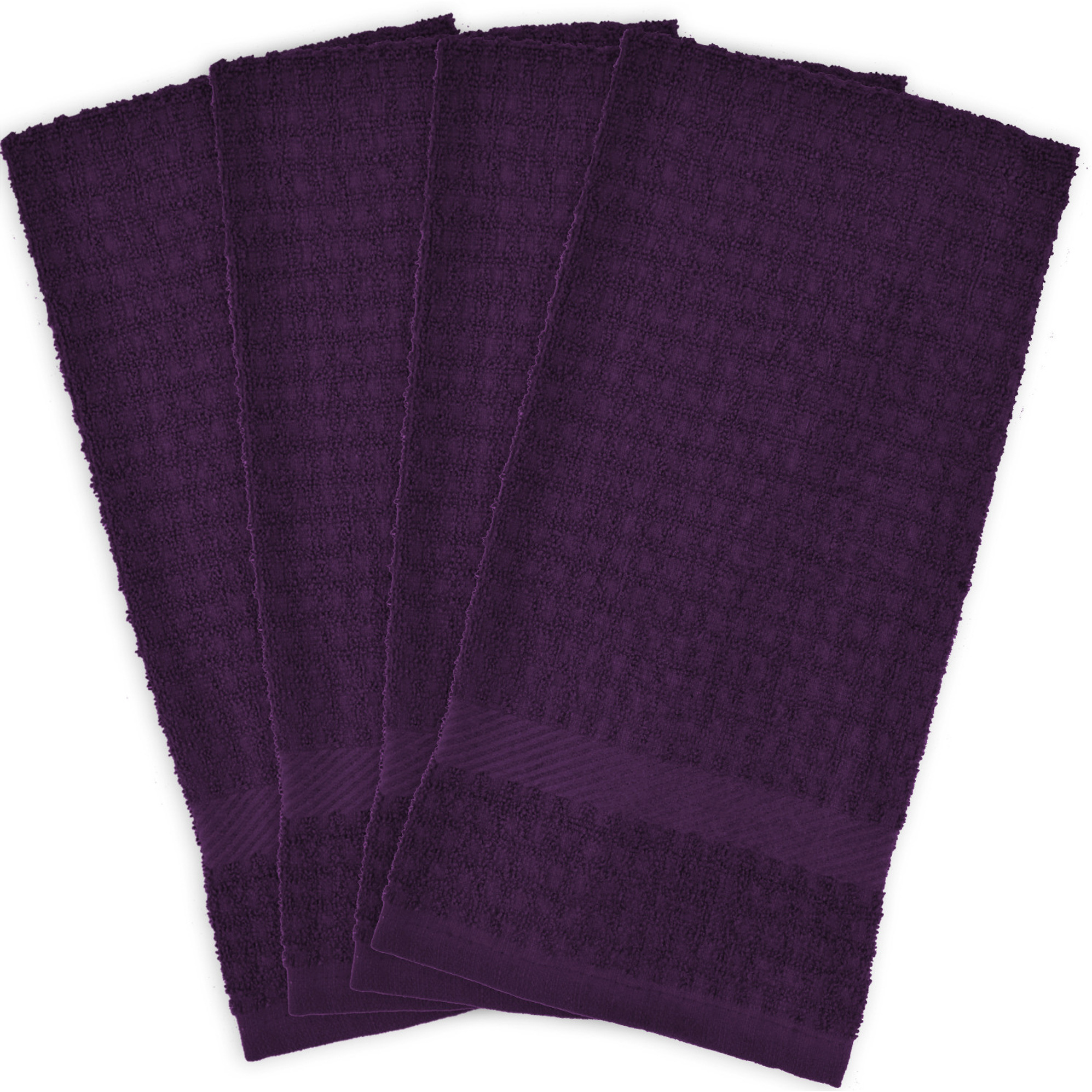 DII Dishtowel Set, Waffle Terry Collection, 15x26-inches, Eggplant