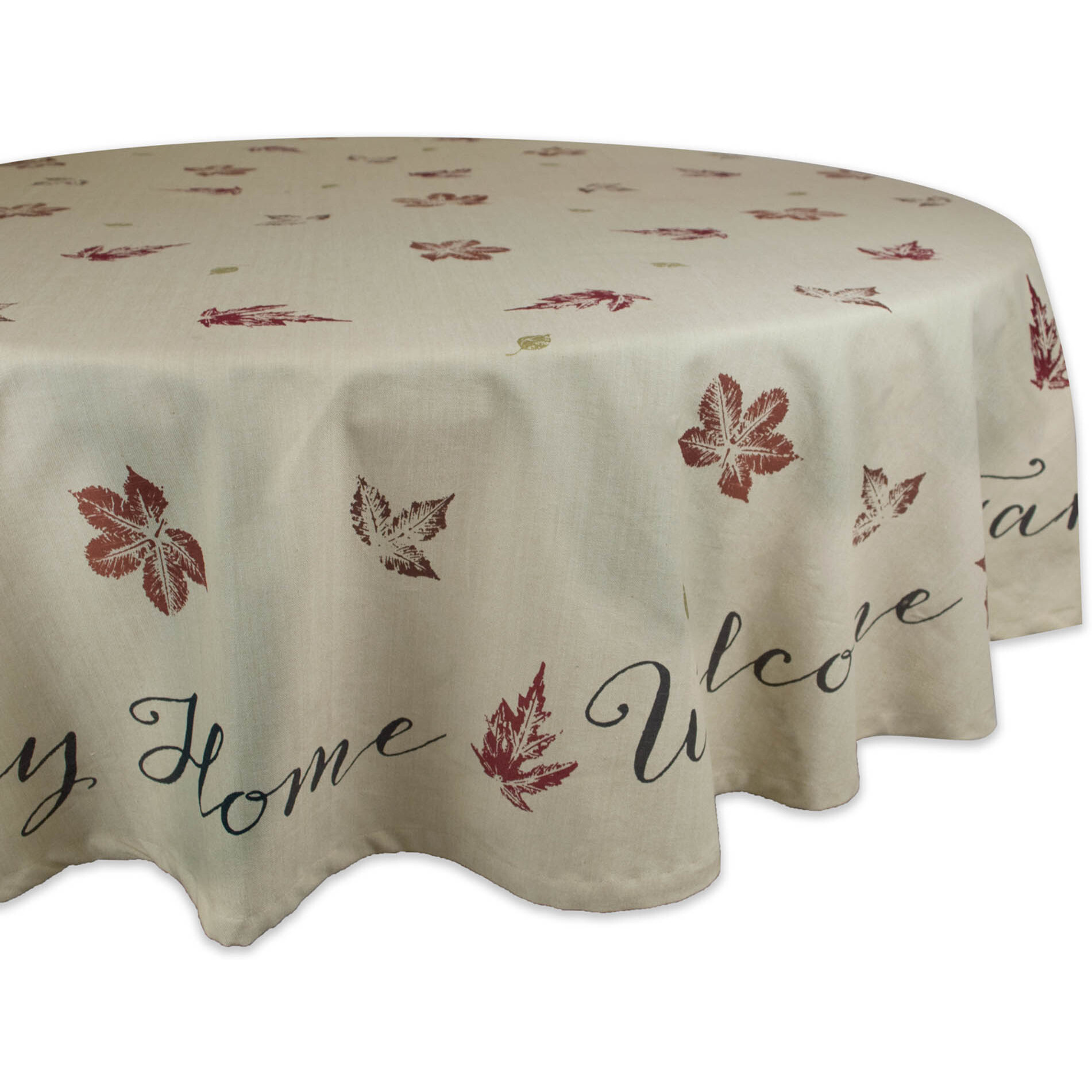 DII Rustic Leaves Print Tablecloth 70 Round