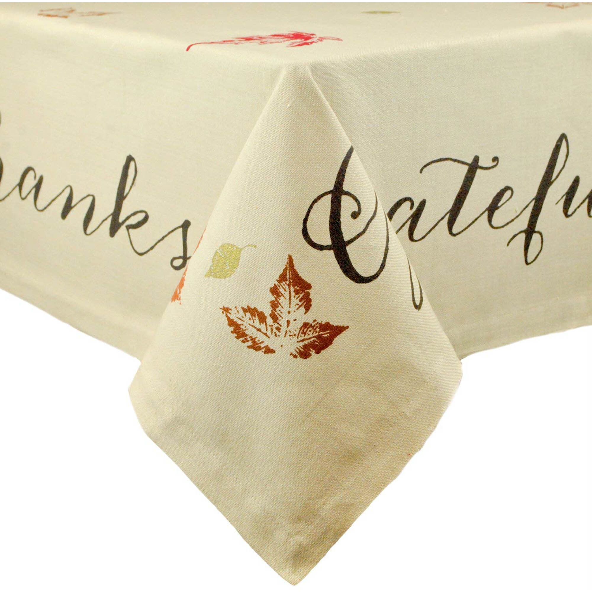 DII Rustic Leaves Print Tablecloth
