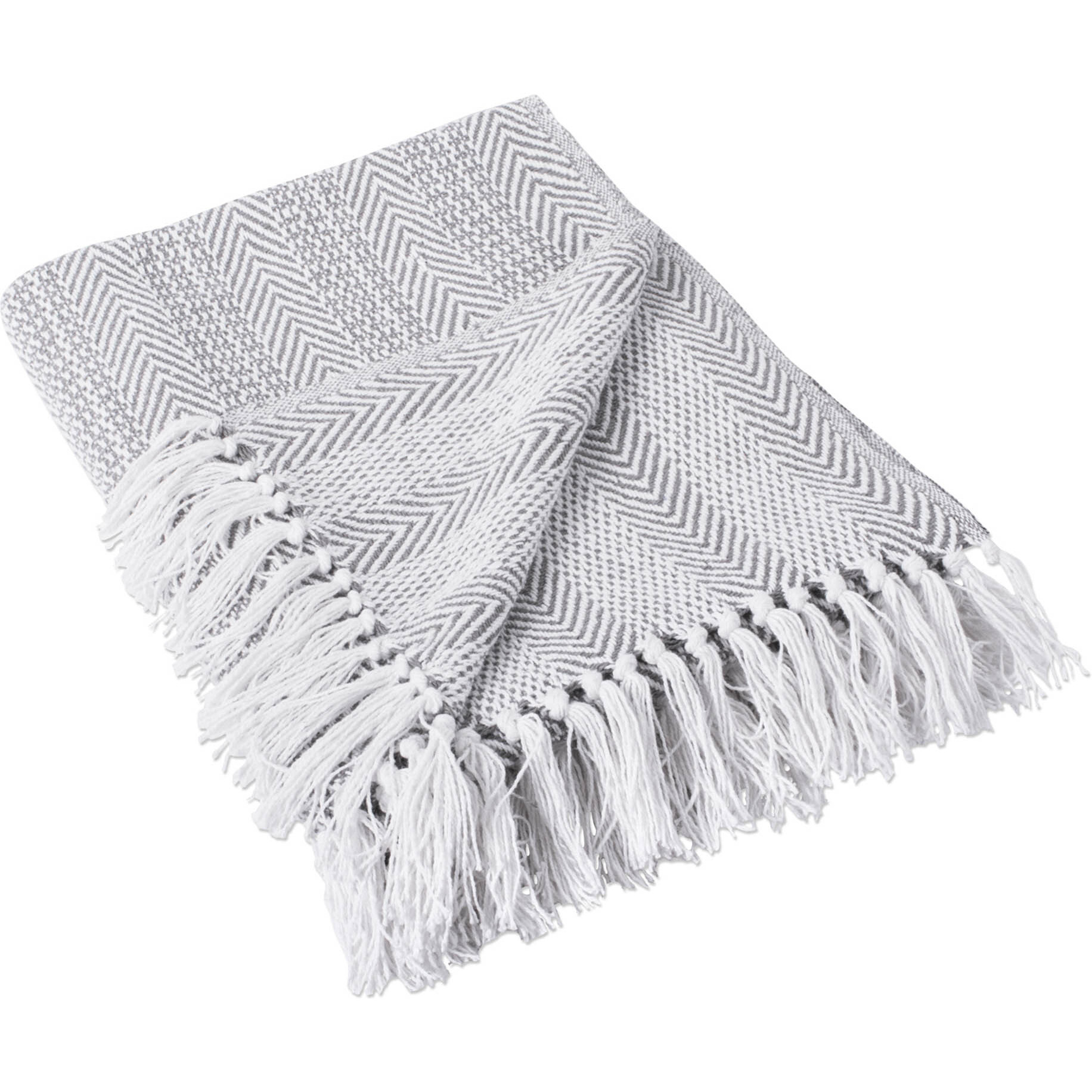 DII Gray Herringbone Stripe Throw