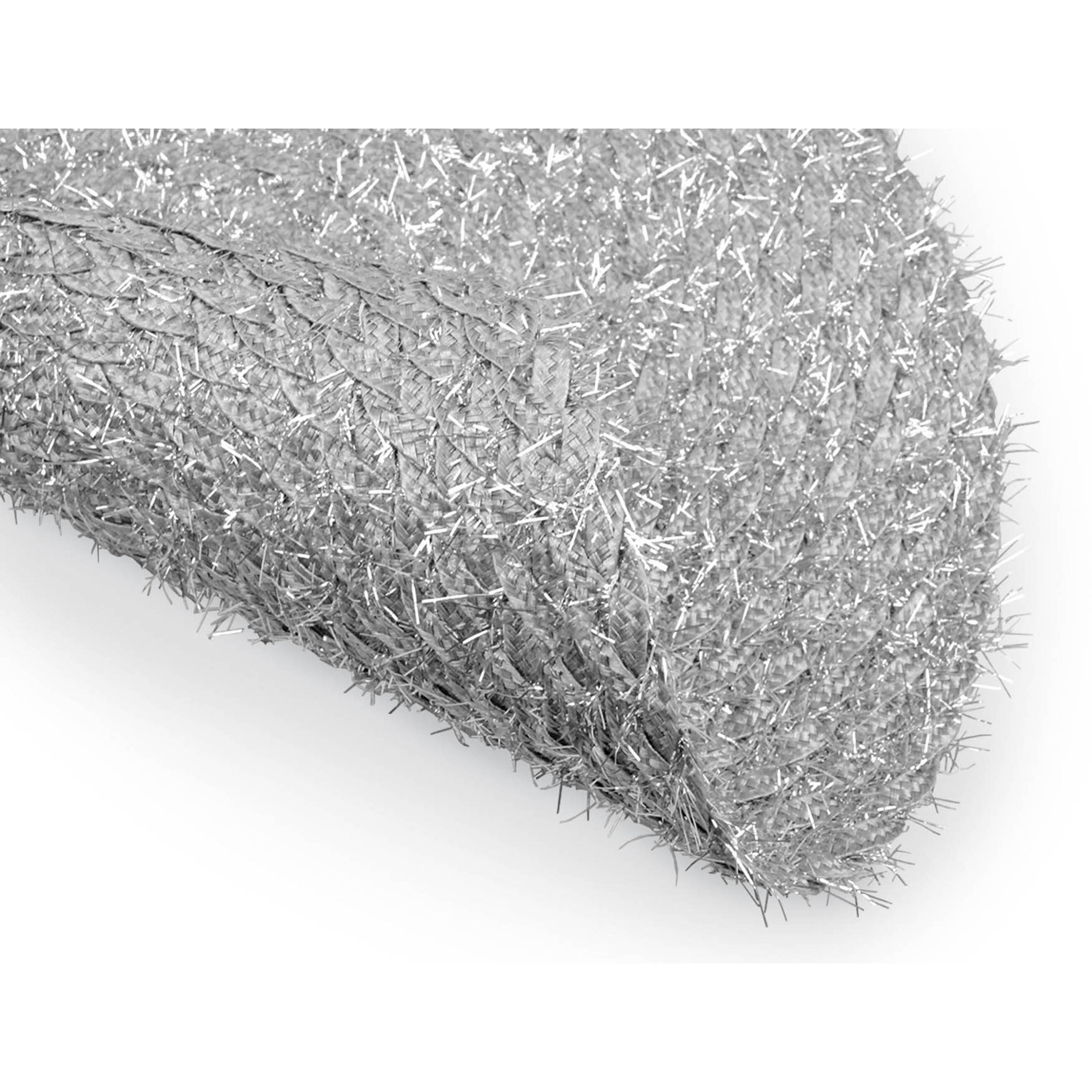 DII Silver Round Polypropylene Woven Tinsel Placemat (Set of 6)
