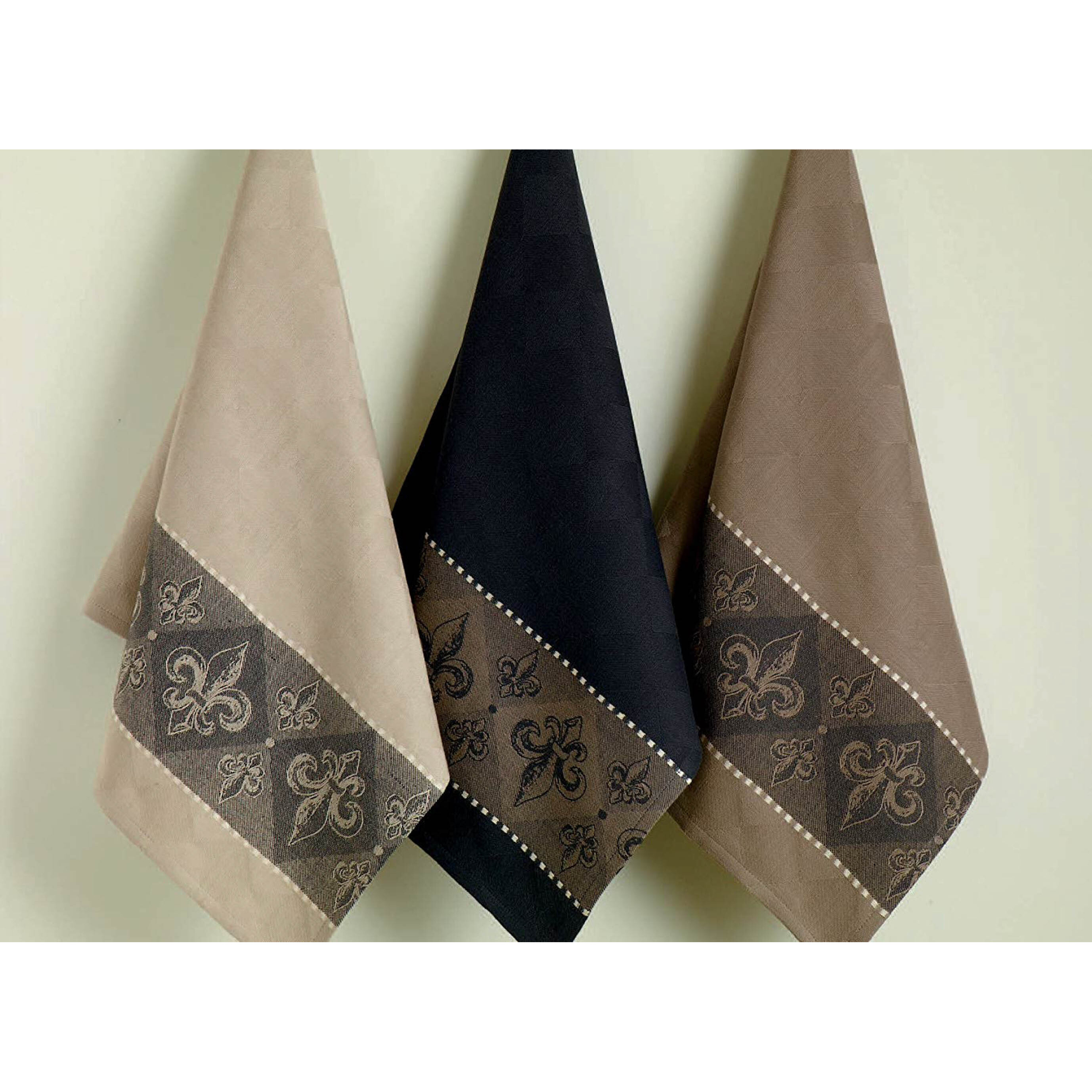 DII Assorted Fleur De Lis Jacquard Dishtowels (Set of 3)