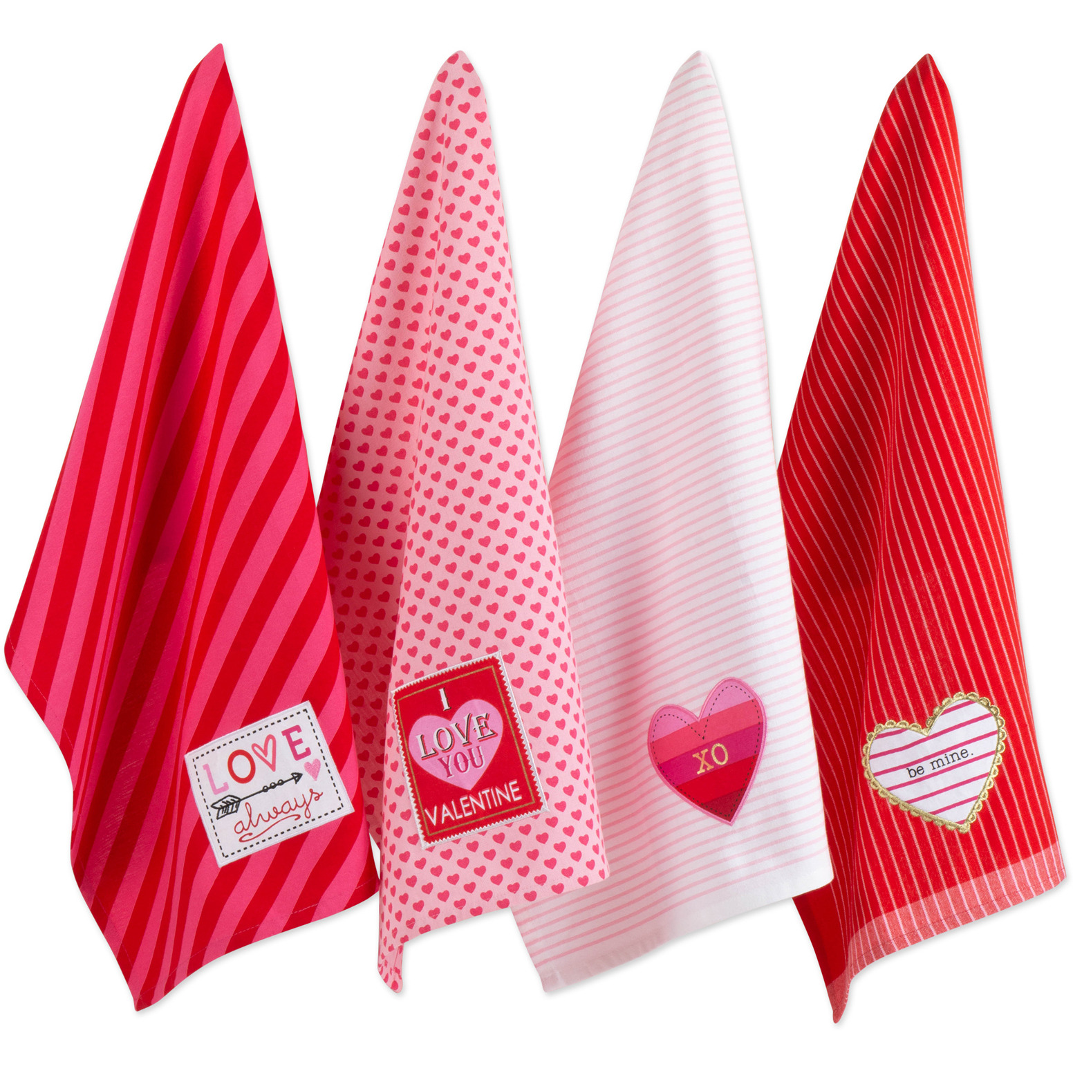 DII Assorted Valentines Embellished Dishtowel (Set of 4)