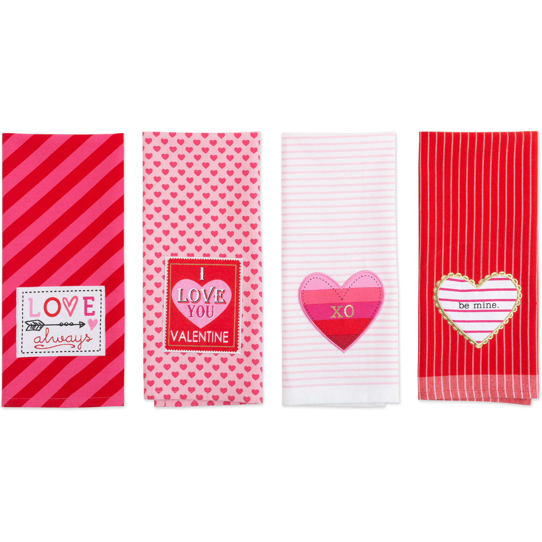 DII Assorted Valentines Embellished Dishtowel (Set of 4)