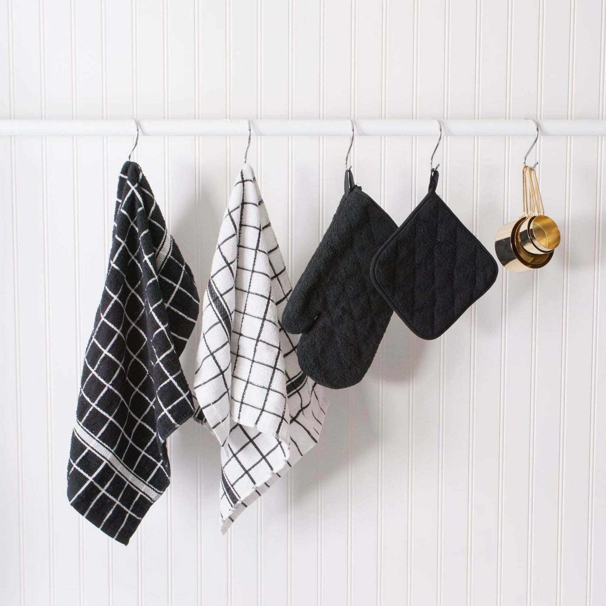 DII Black Combo Windowpane Dishcloth (Set of 6)