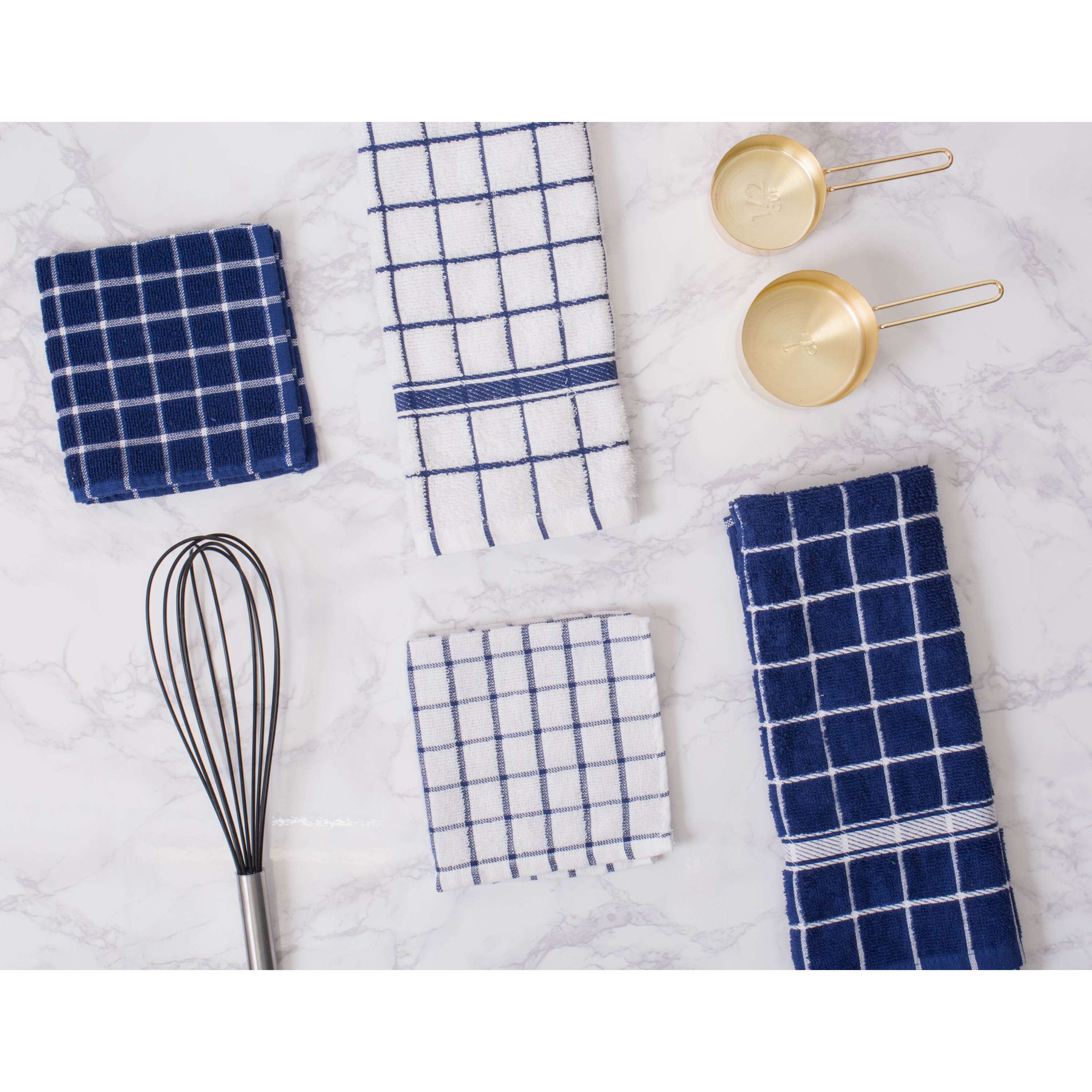 DII Nautical Blue Combo Windowpane Dishcloth (Set of 6)