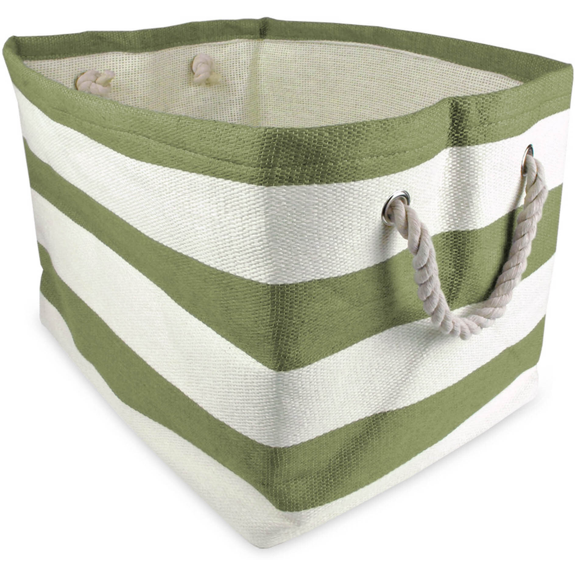 DII Paper Bin Stripe Olive Green Rectangle Large
