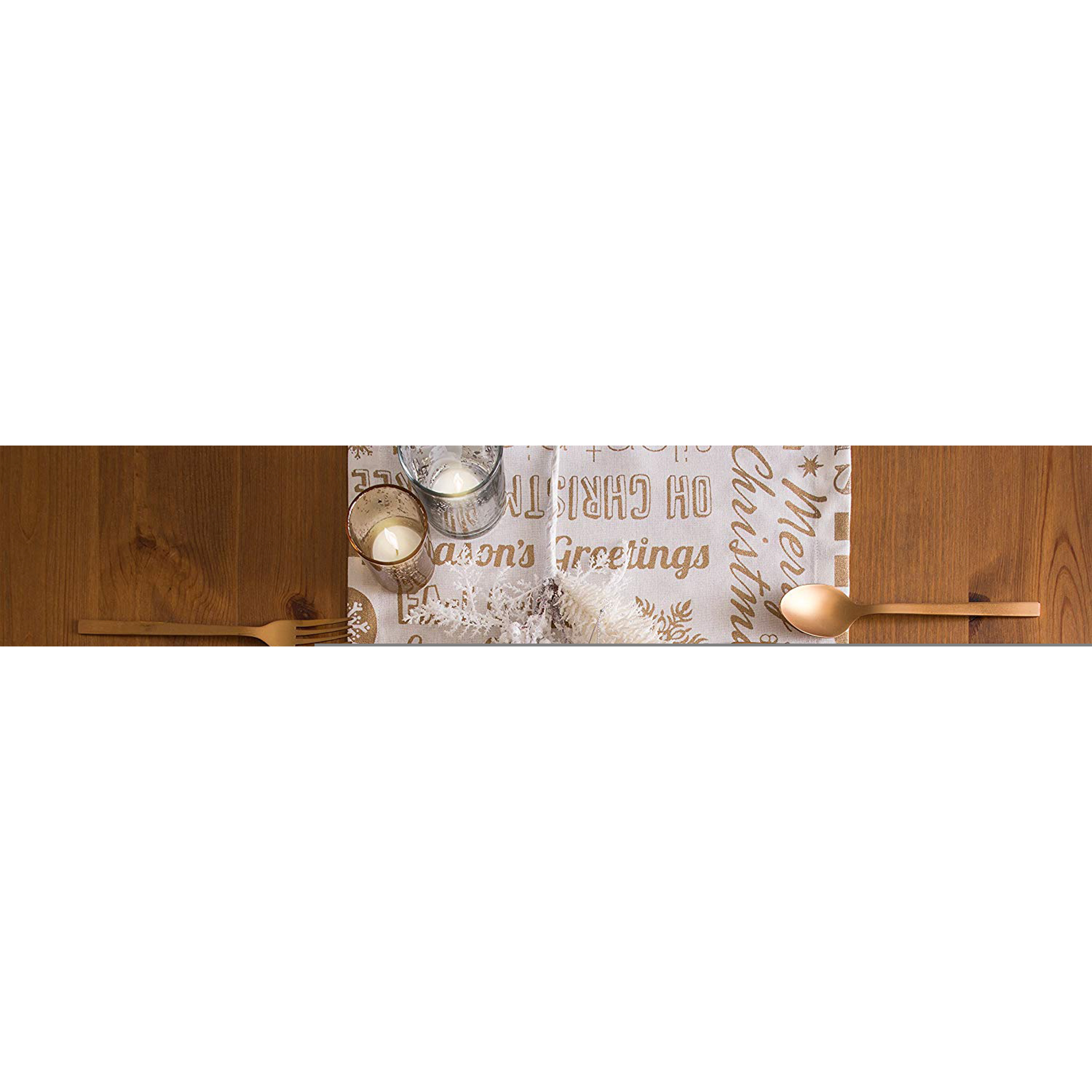DII Gold Christmas Collage Table Runner