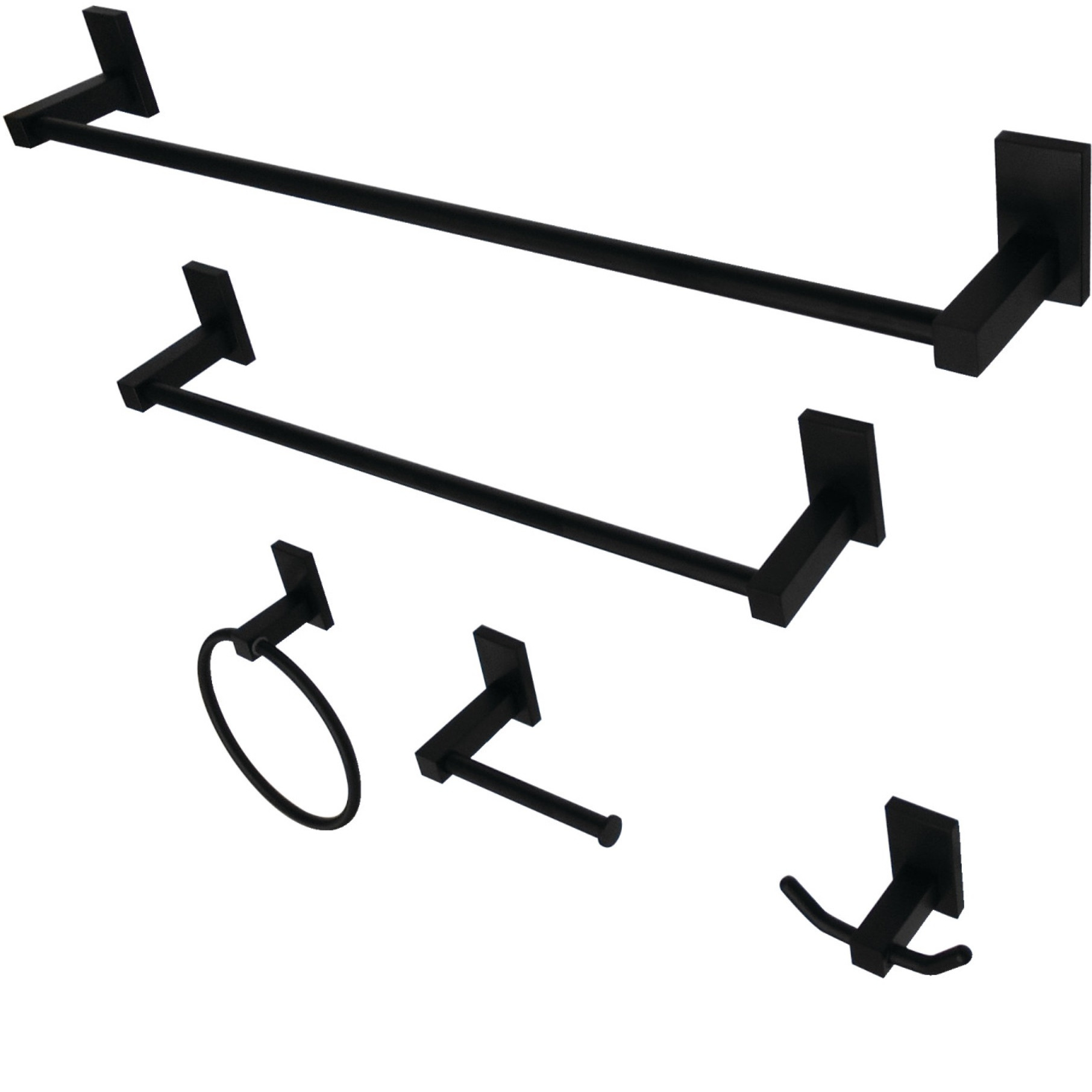 Kingston Brass BAHK8212478MB 5-Piece Bathroom Accessory Set, Matte Black