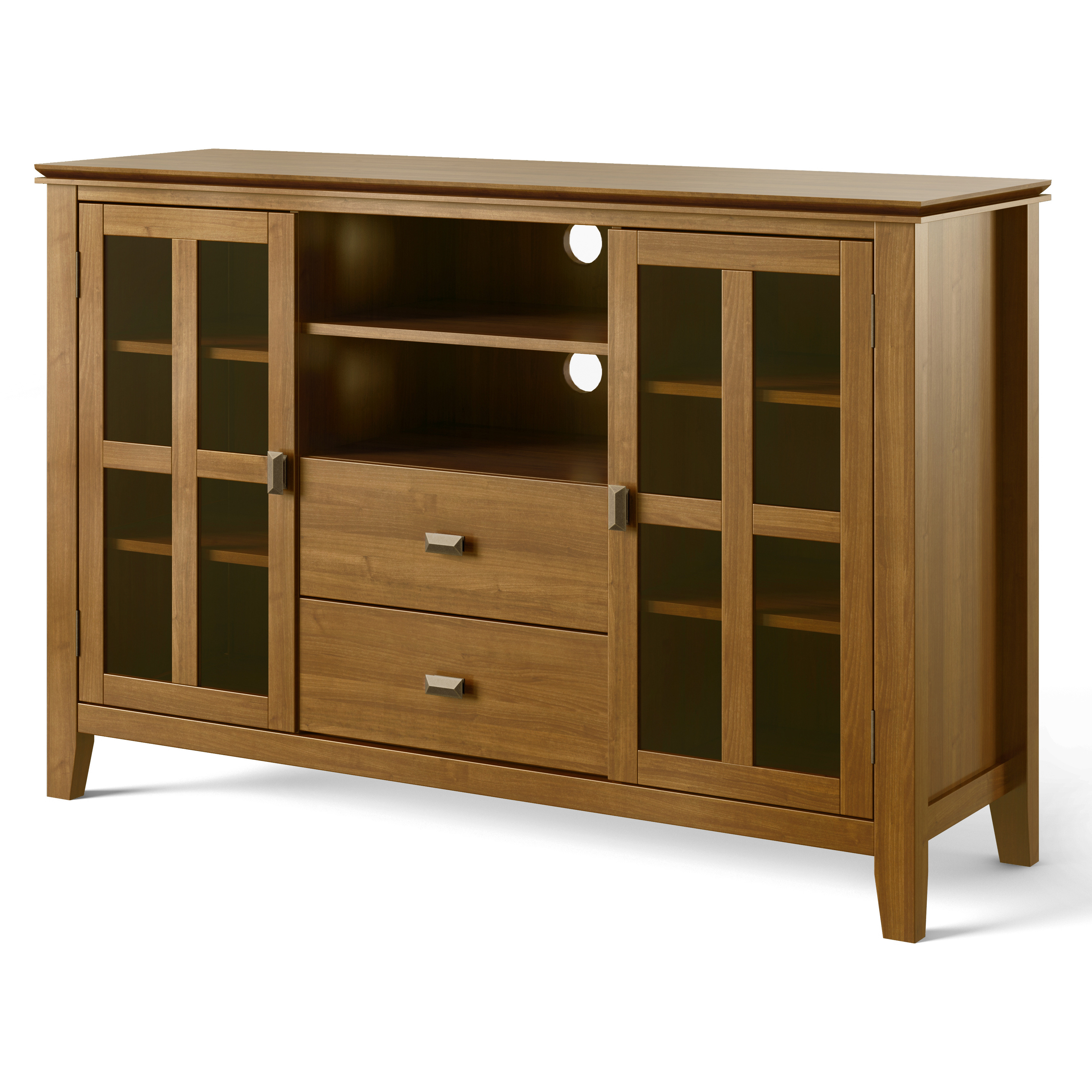 Artisan SOLID WOOD 53 inch Wide Transitional TV Media Stand in Honey Brown For TVs up to 60 inches