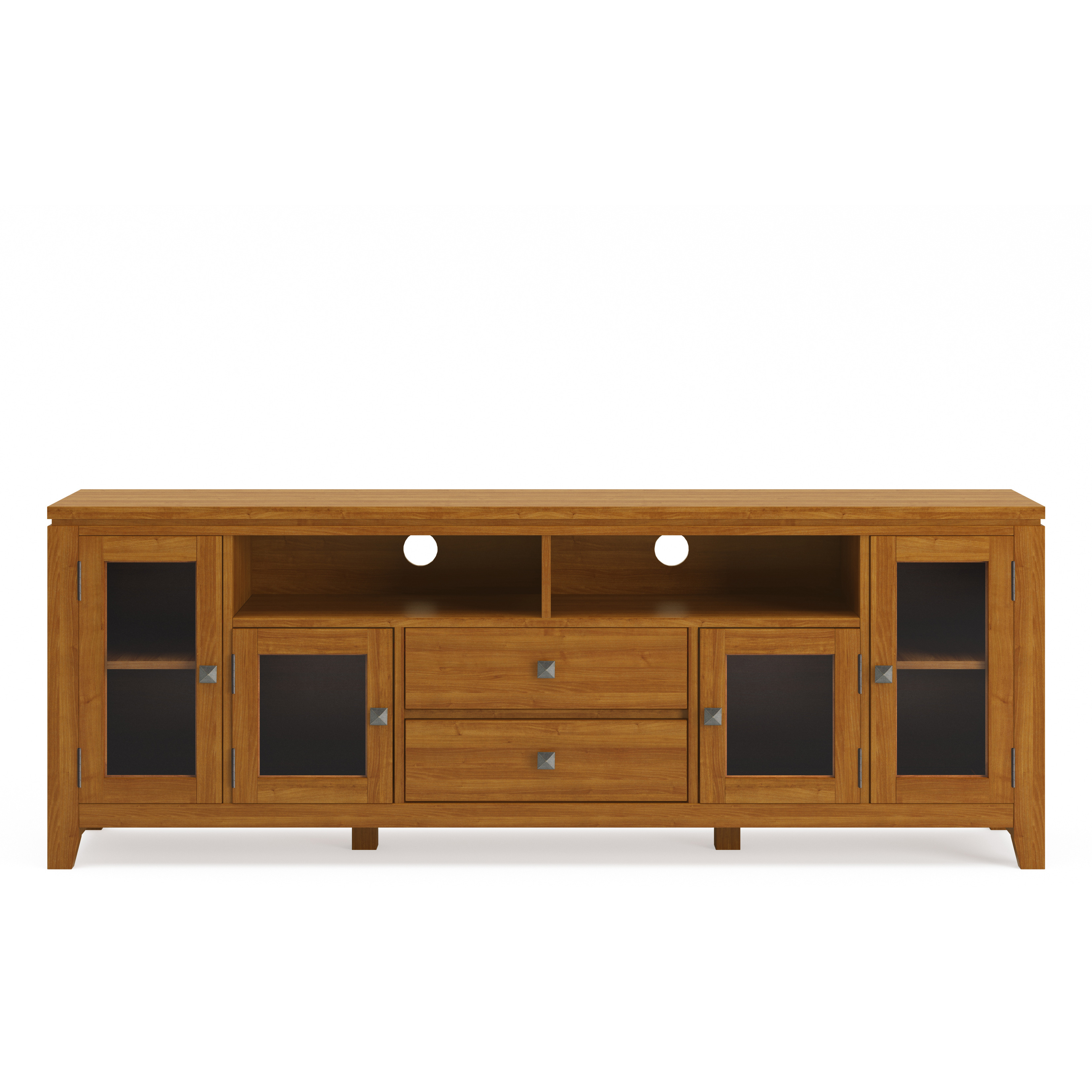 Cosmopolitan SOLID WOOD 72 inch Wide TV Media Stand in Light Golden Brown For TVs up to 80 inches