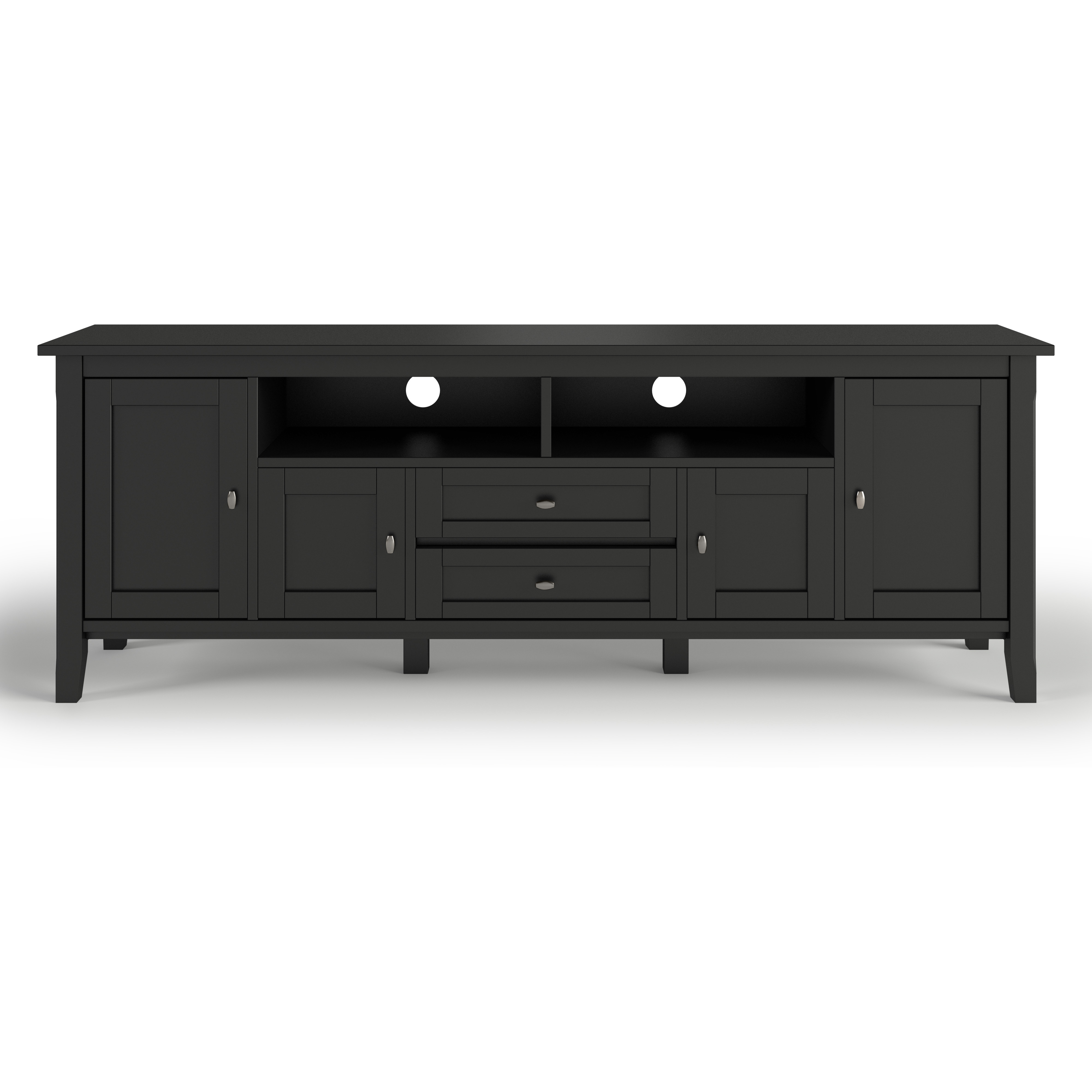 Warm Shaker SOLID WOOD 72 inch TV Media Stand in Black For TVs up to 80 inches