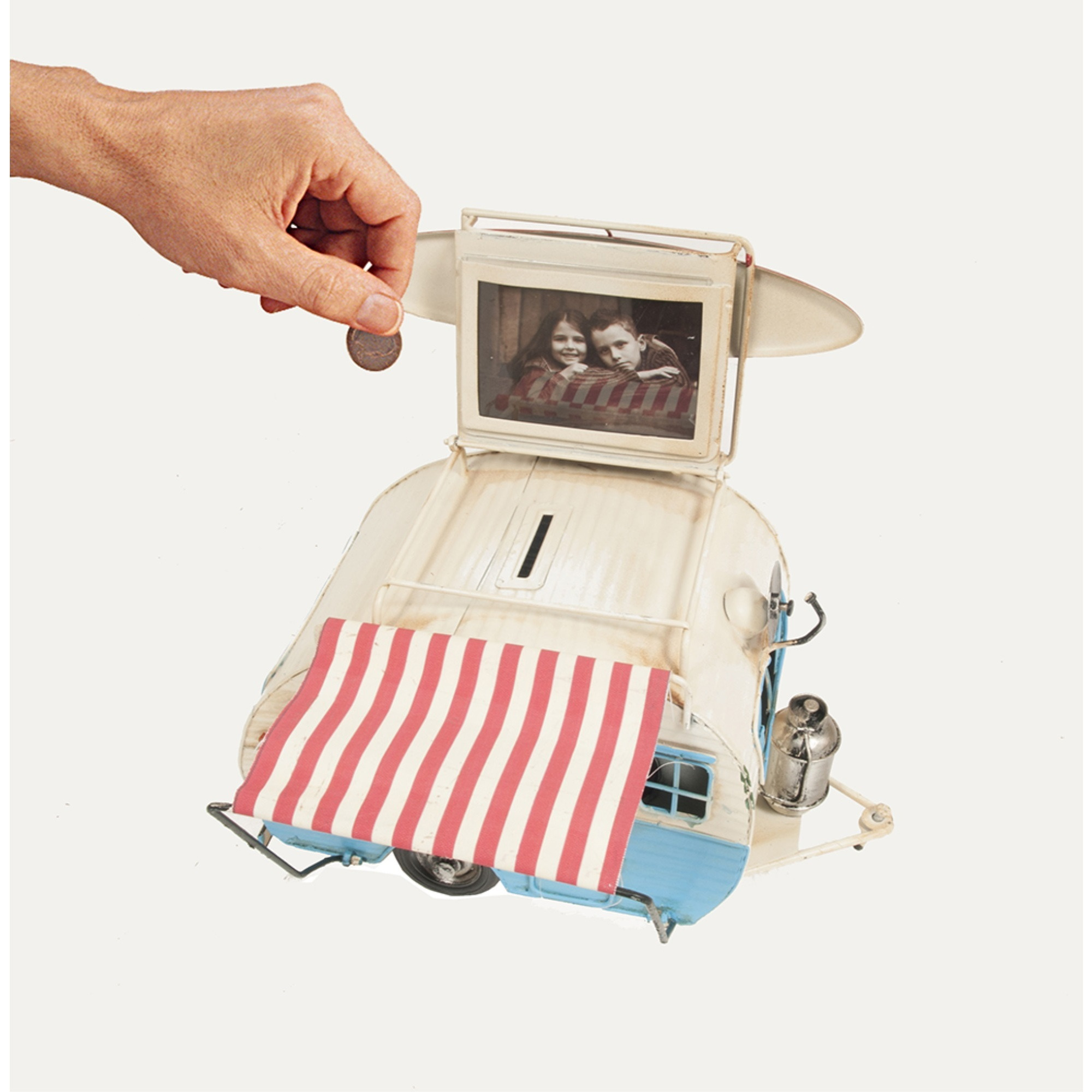 Classic Camper with photo frame piggy bank Metal