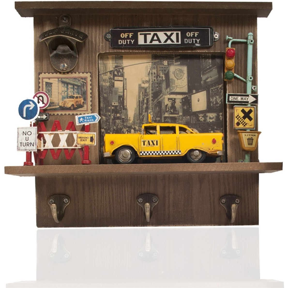 Vintage New York City Checker Taxi Shadow Box