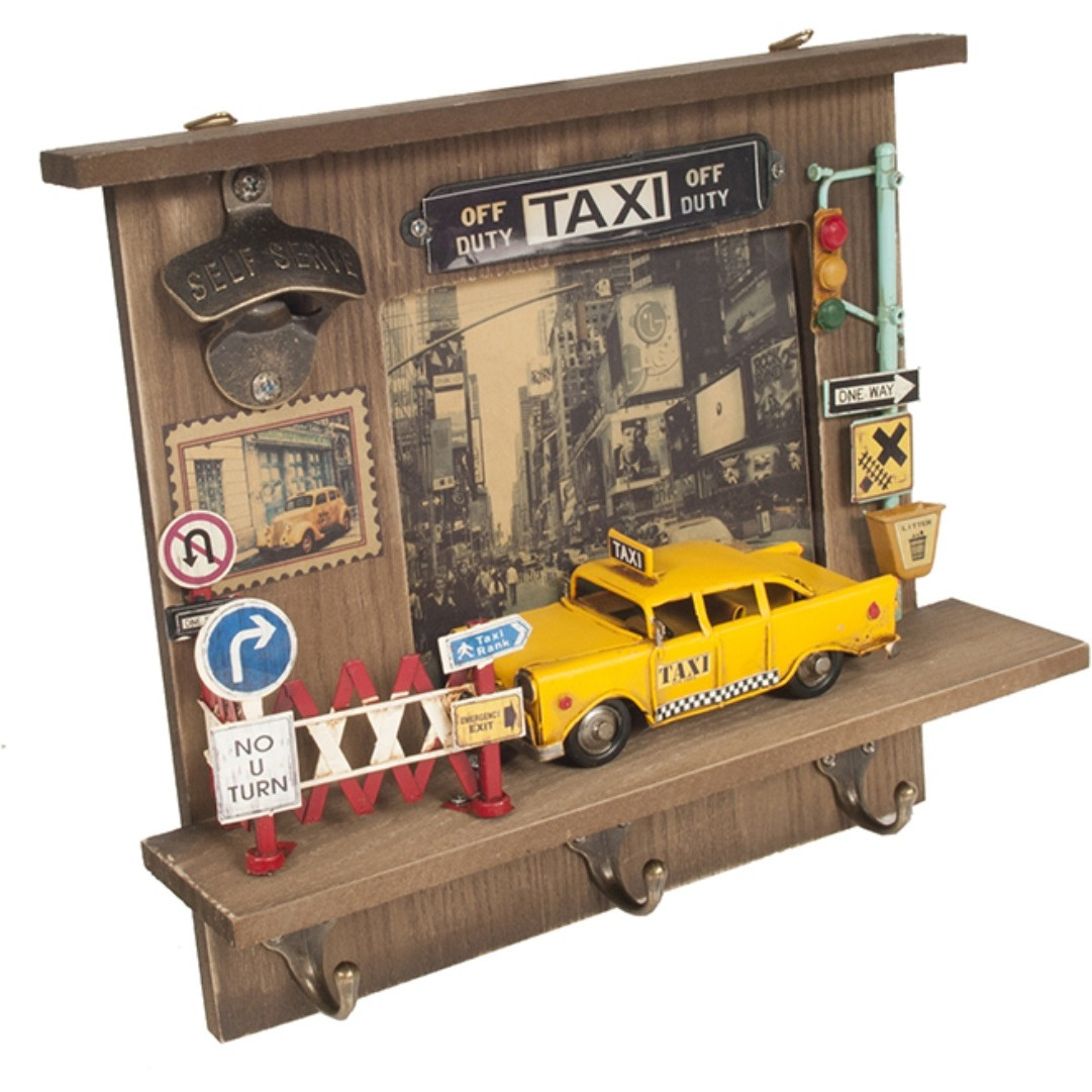 Vintage New York City Checker Taxi Shadow Box
