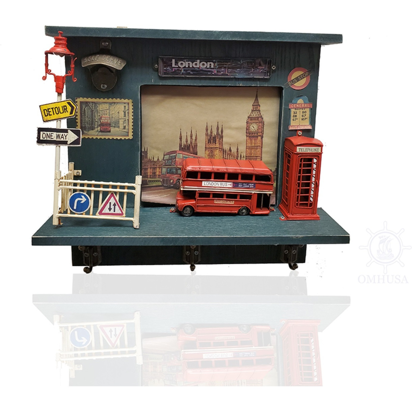 Vintage Double Decker London Bus Shadow Box