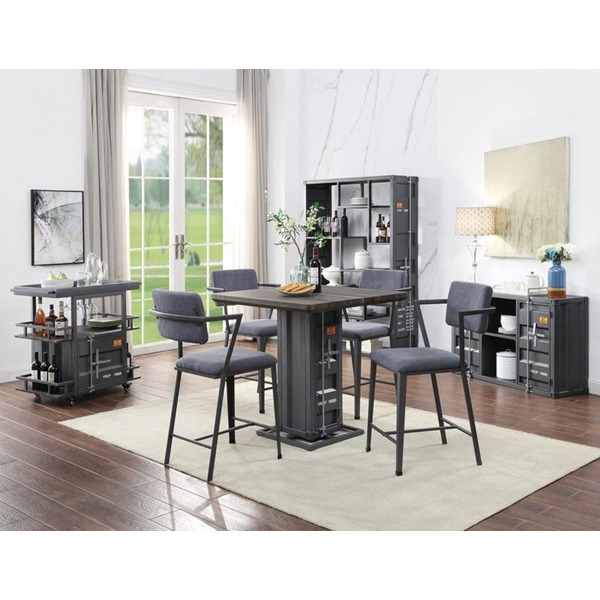 Counter Height Chair (Set-2) - Fabric & Gunmetal Tianjin