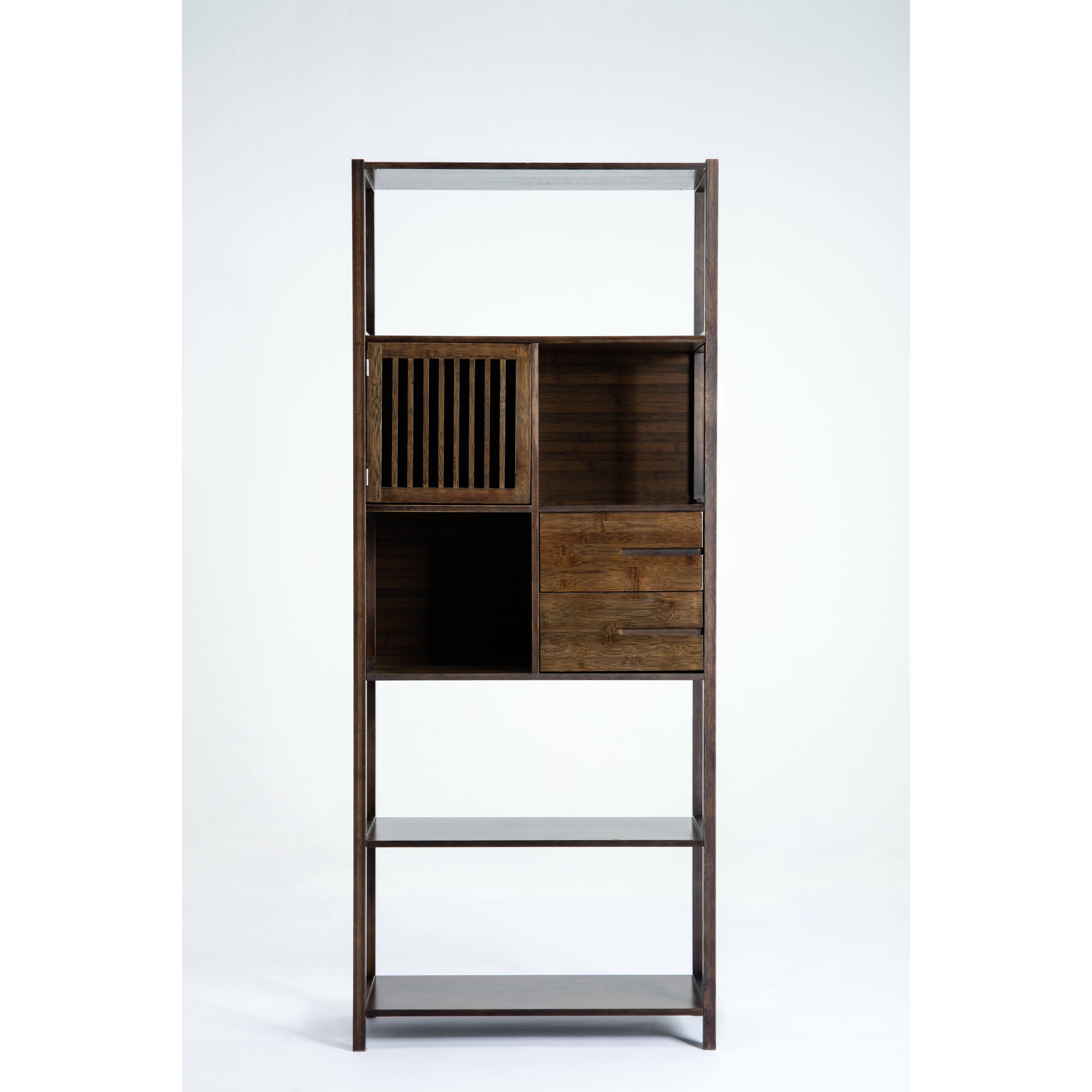 Selma Bamboo Bookcase - Left Facing Spindle Cabinet, Cappuccino